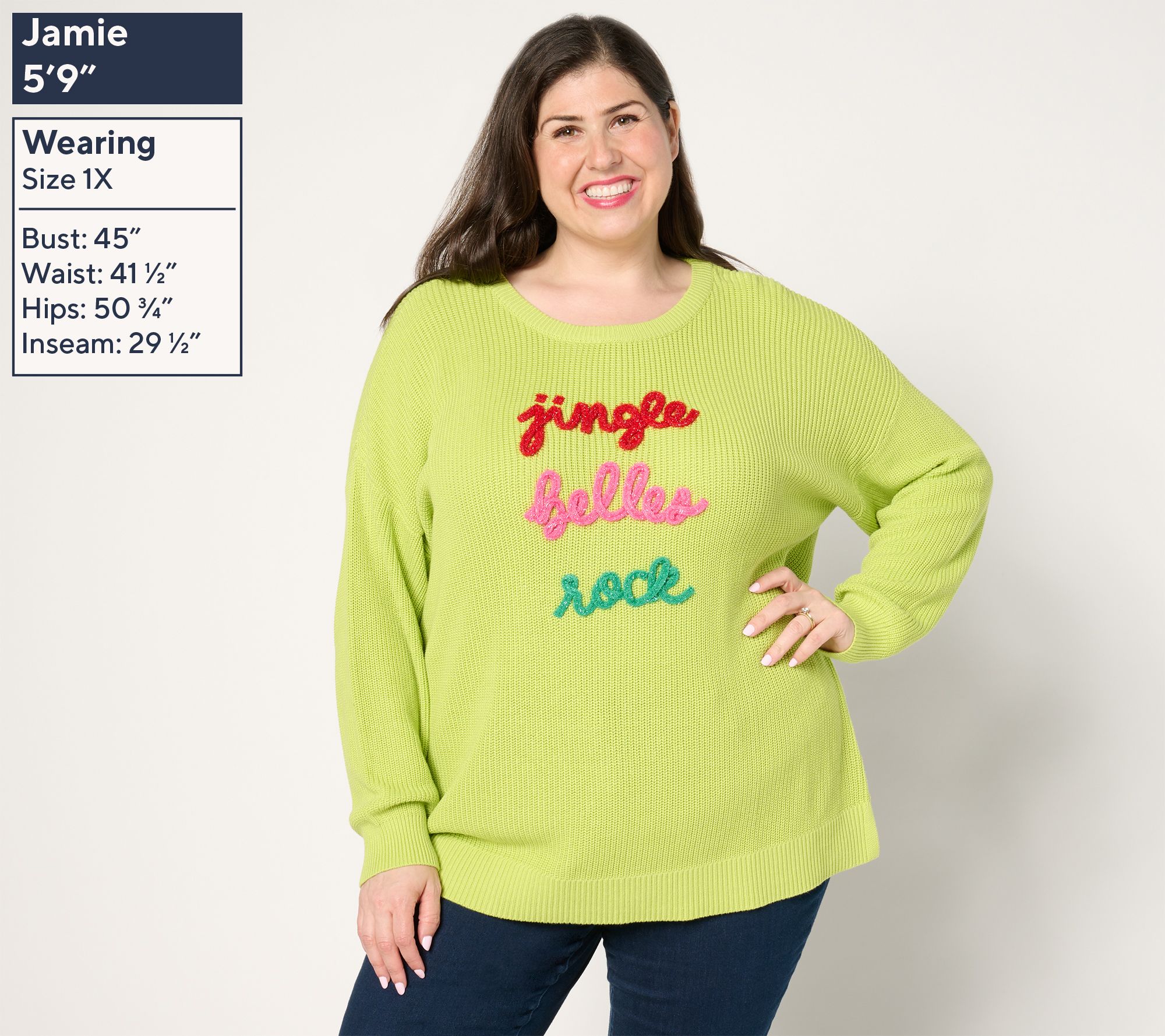 Jingle Belles by Kim Gravel Merry Messages Shaker Knit Sweater