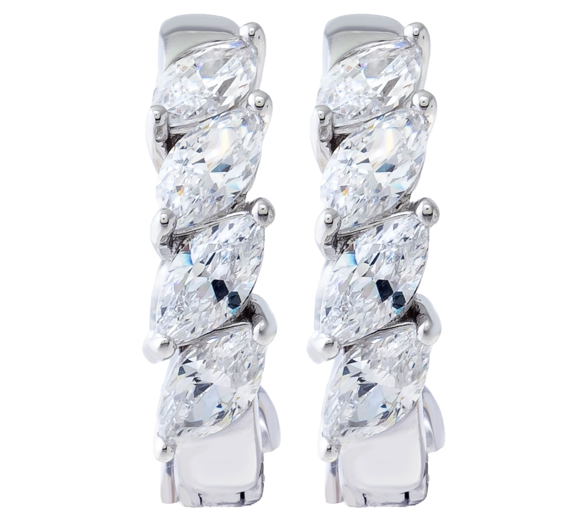 Diamonique 3.50 cttw Marquise Cut Hoop Earrings, Sterling