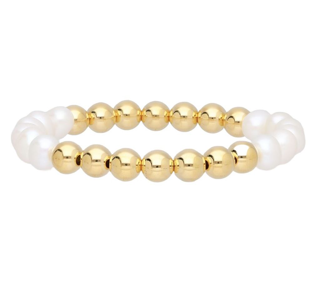Elyse Ryan 14K Gold Clad Bead & Cultured Pearl Bracelet