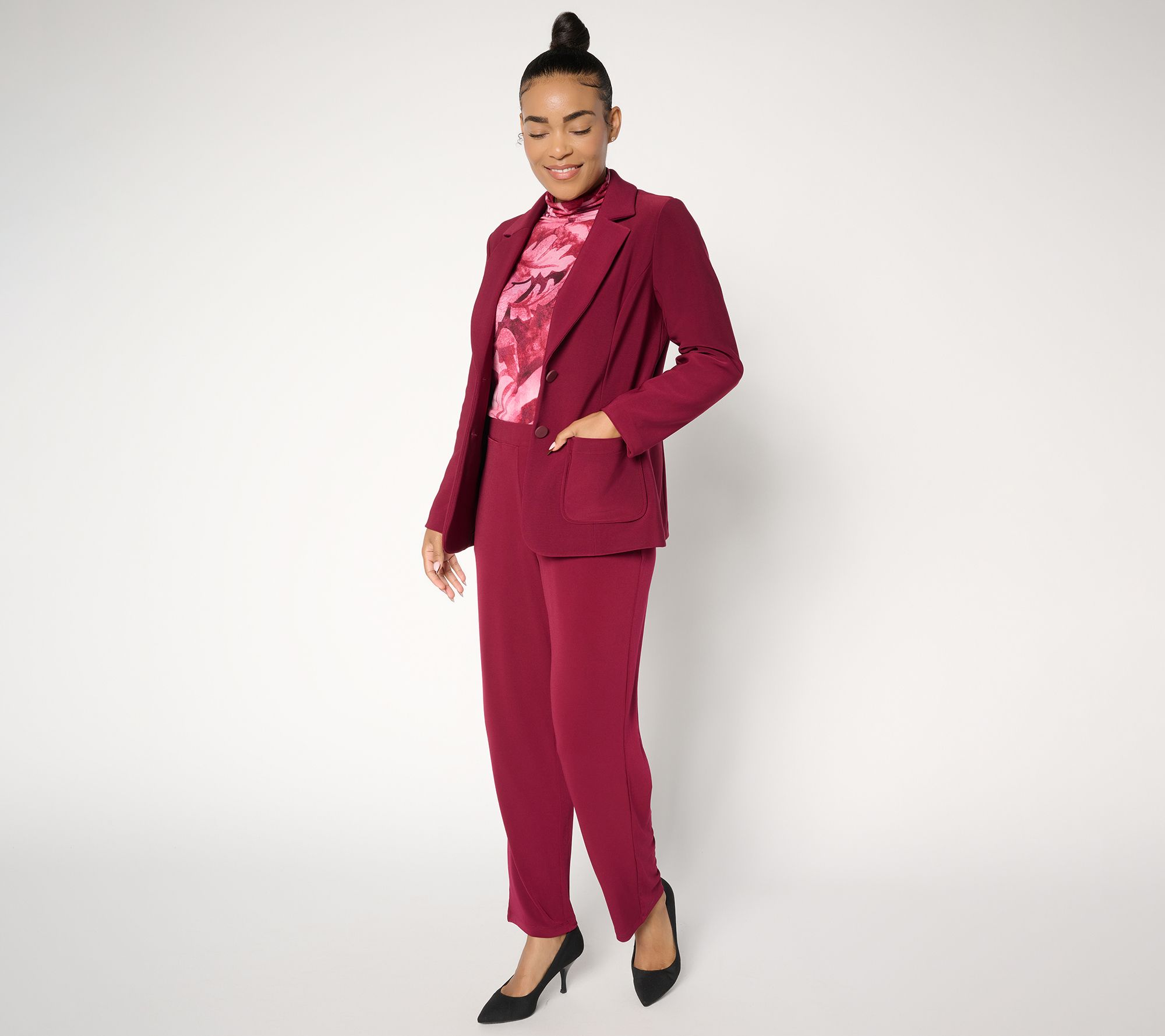 Susan Graver Regular Brushed Back LK Fusion Notch Collar Blazer