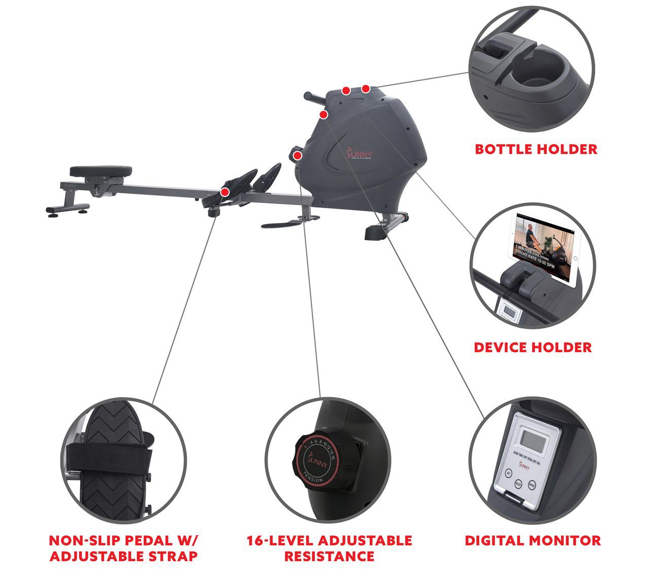 Sunny Health Fitness Multifunction Rowing Machine SF-RW5941