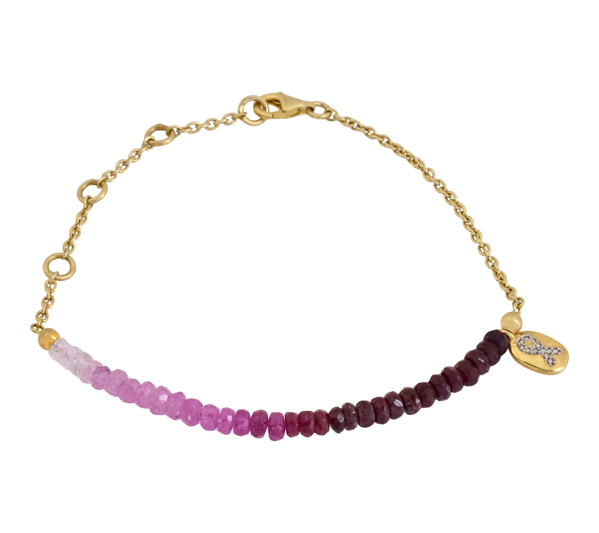 Affinity Gems Ruby Beaded Bracelet, 14K Gold Plated
