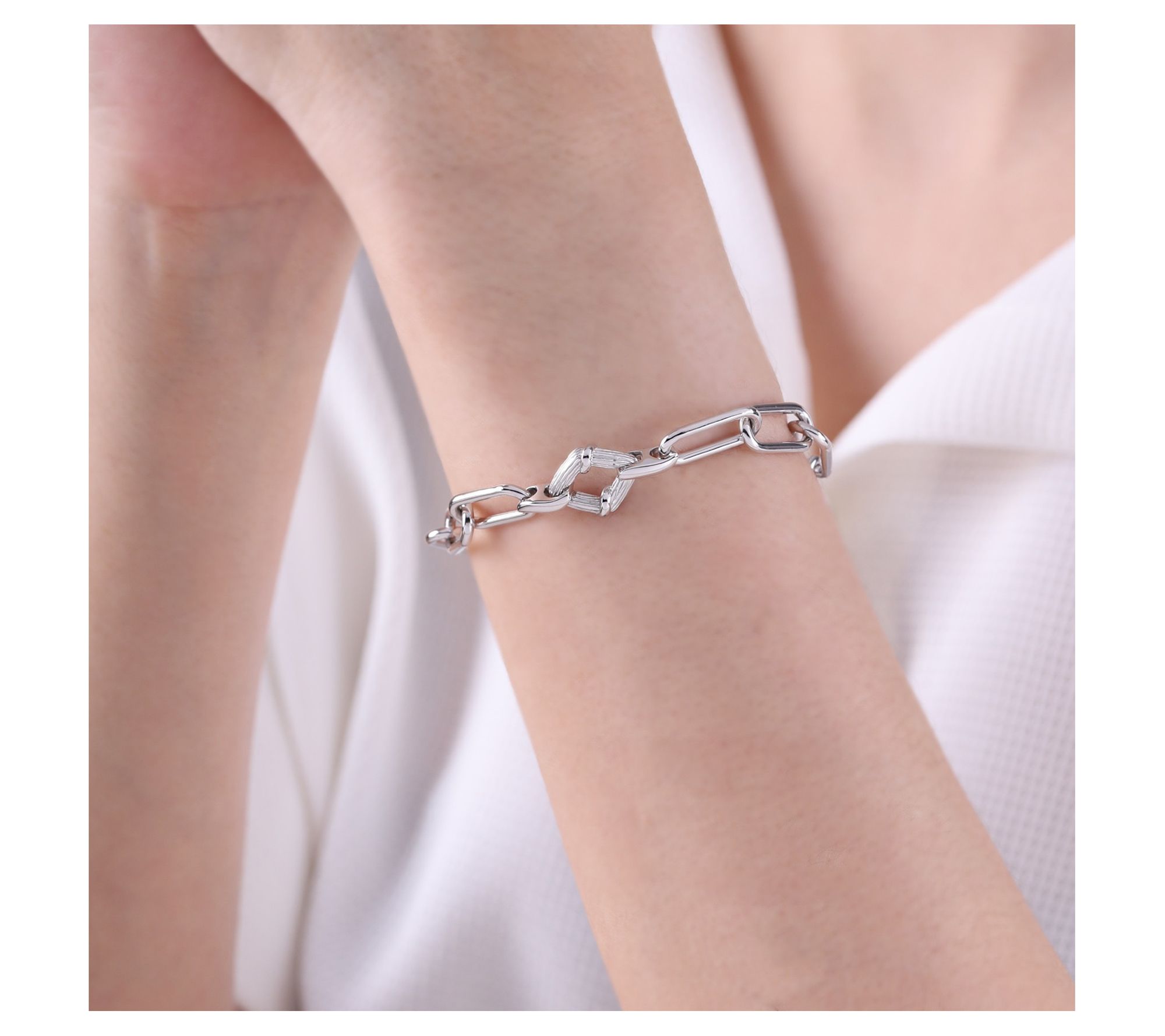 Ariva Sterling Silver Isla Paperclip Link Bracelet