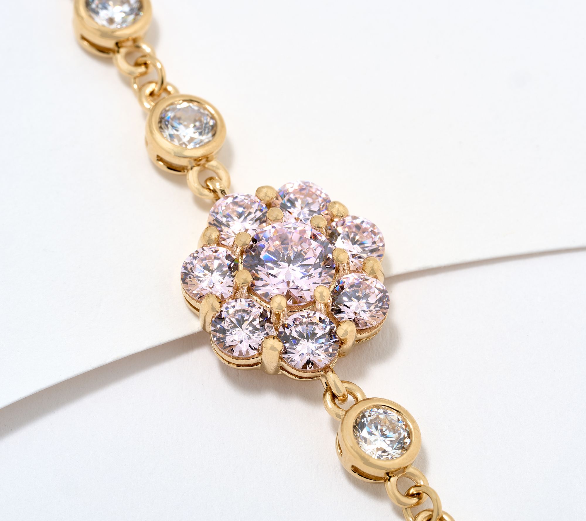 Diamonique x Lulu Frost Pink Flower Bracelet, Sterling Silver