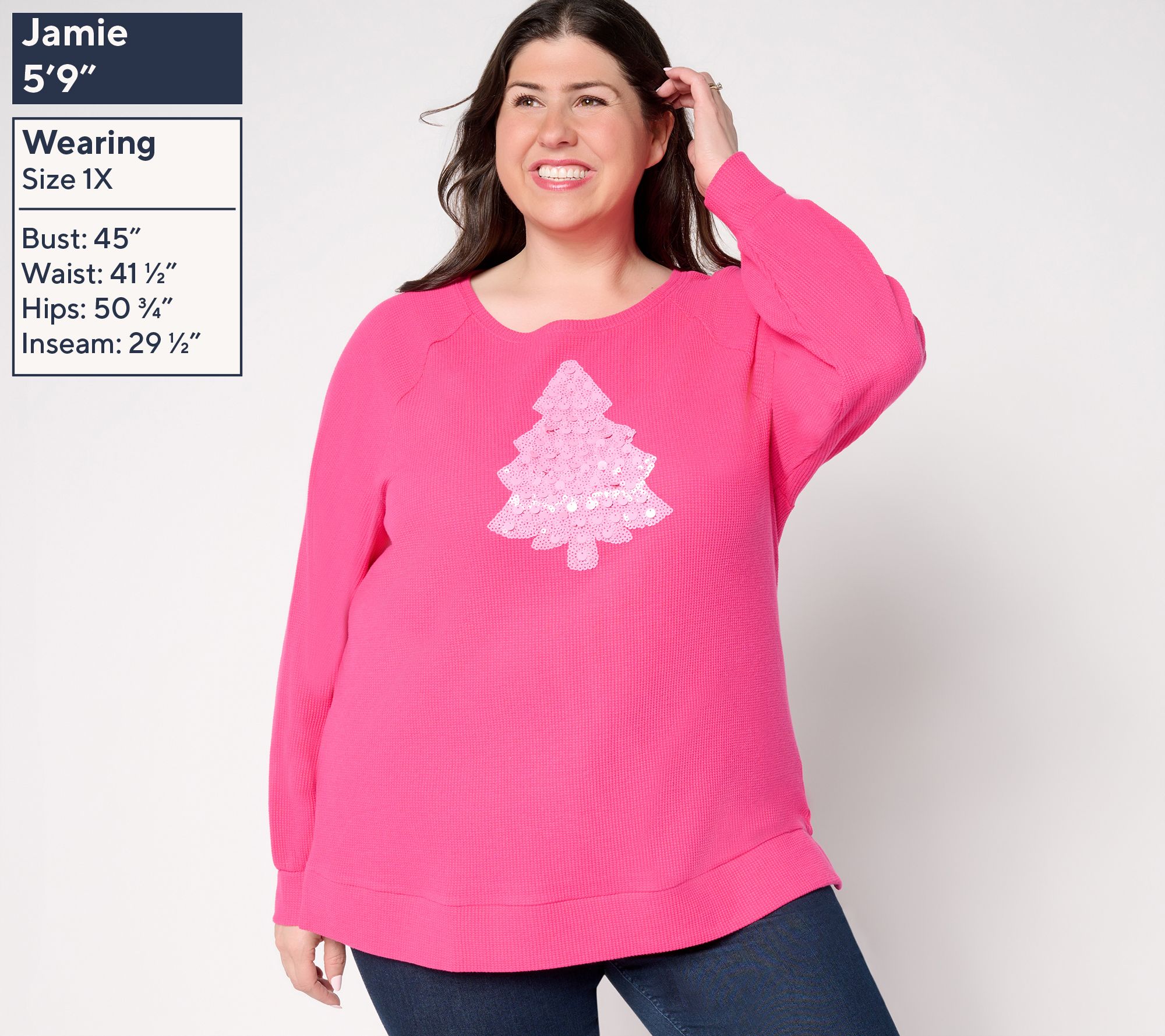 Quacker Factory Dreaming of a Pink Christmas Waffle Top