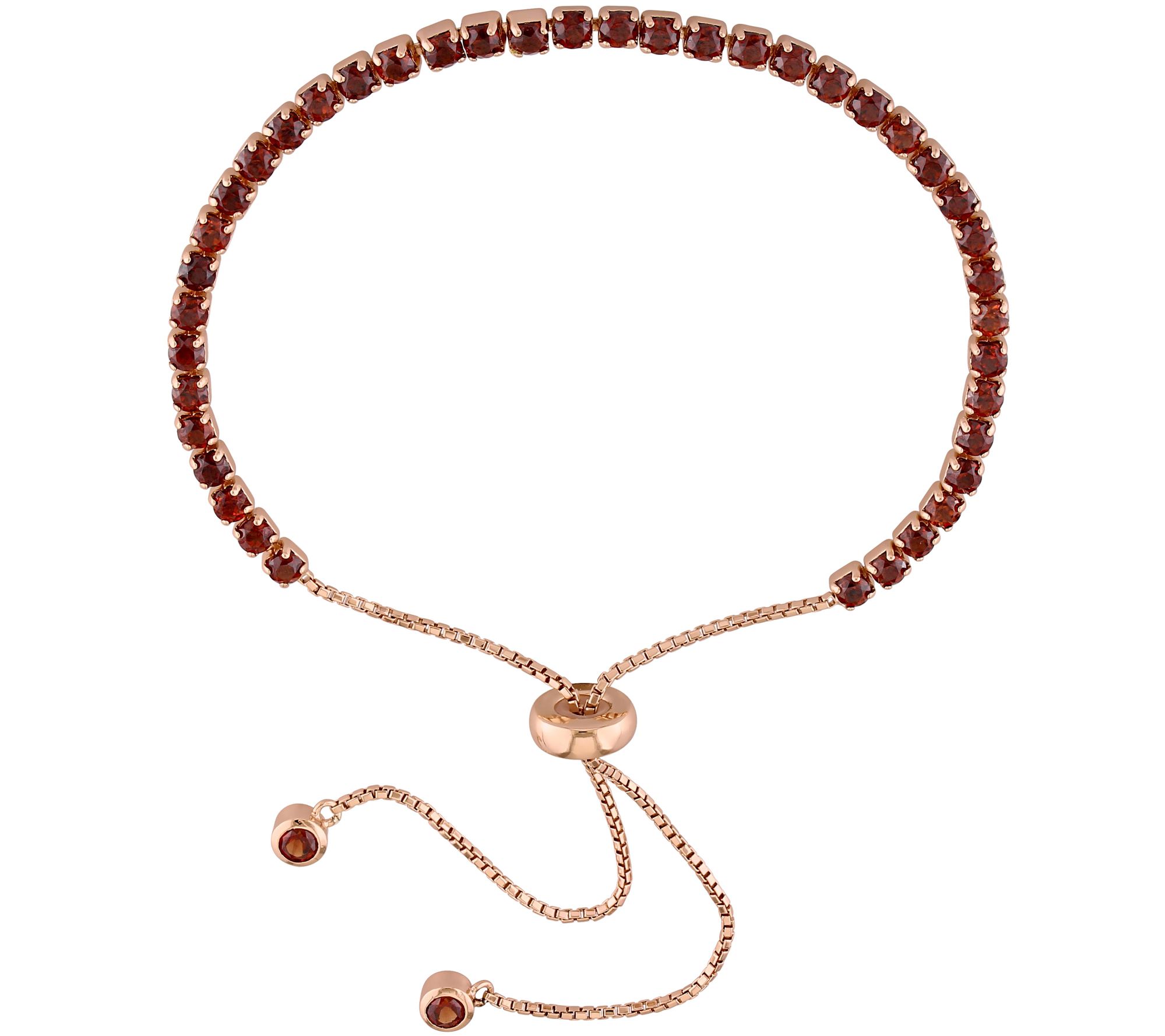 Sterling Silver 3.75 cttw Garnet Adjustable Tennis Bracelet