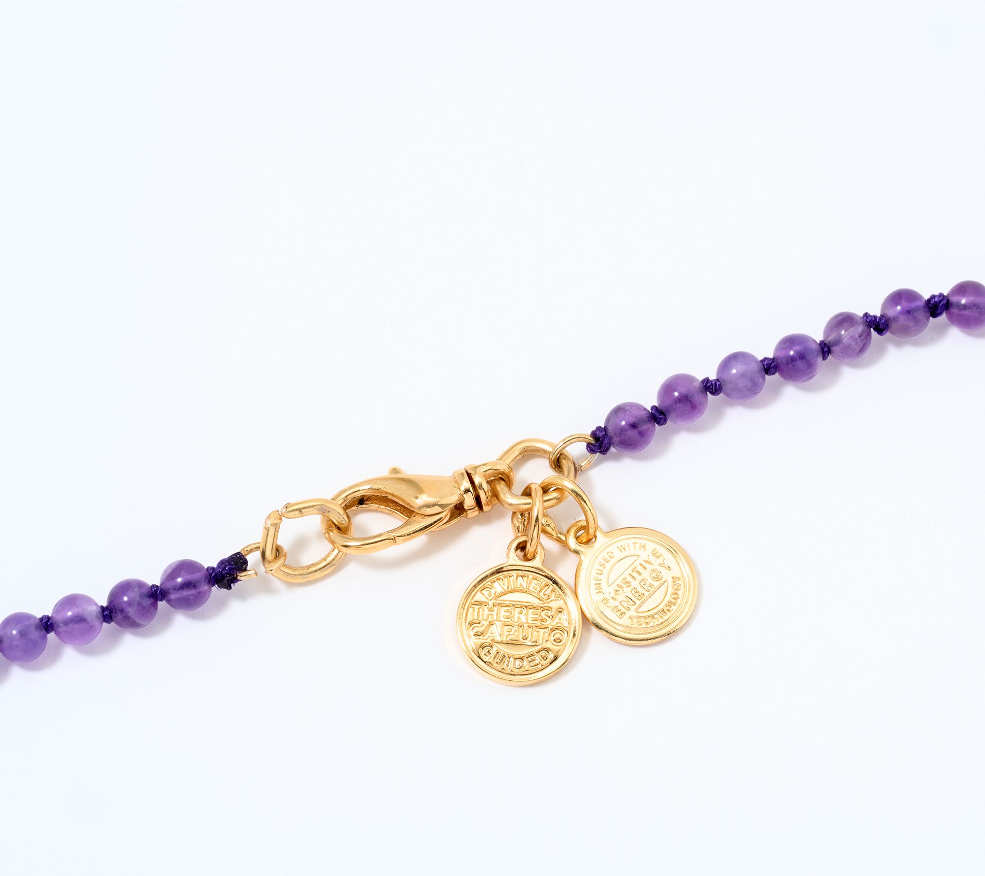 Divinely Guided by Theresa Caputo Amethyst Hand-Knotted Charm Necklace