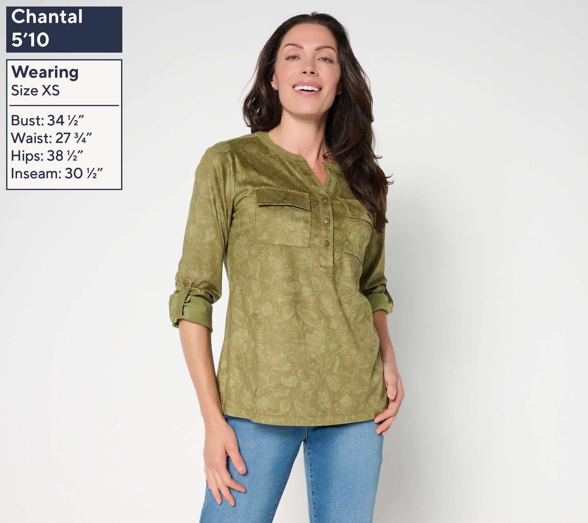 Belle Boho by Kim Gravel Persuede Me Snappy Shadow Henley Top