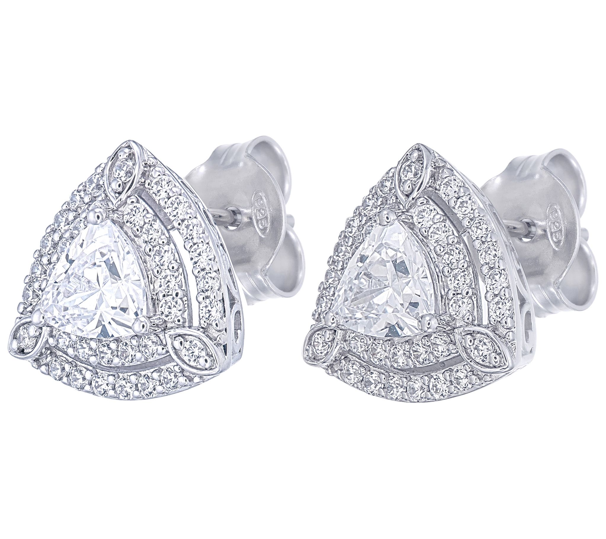 Diamonique x Jennifer Miller Trillion Stud Earrings, Sterling