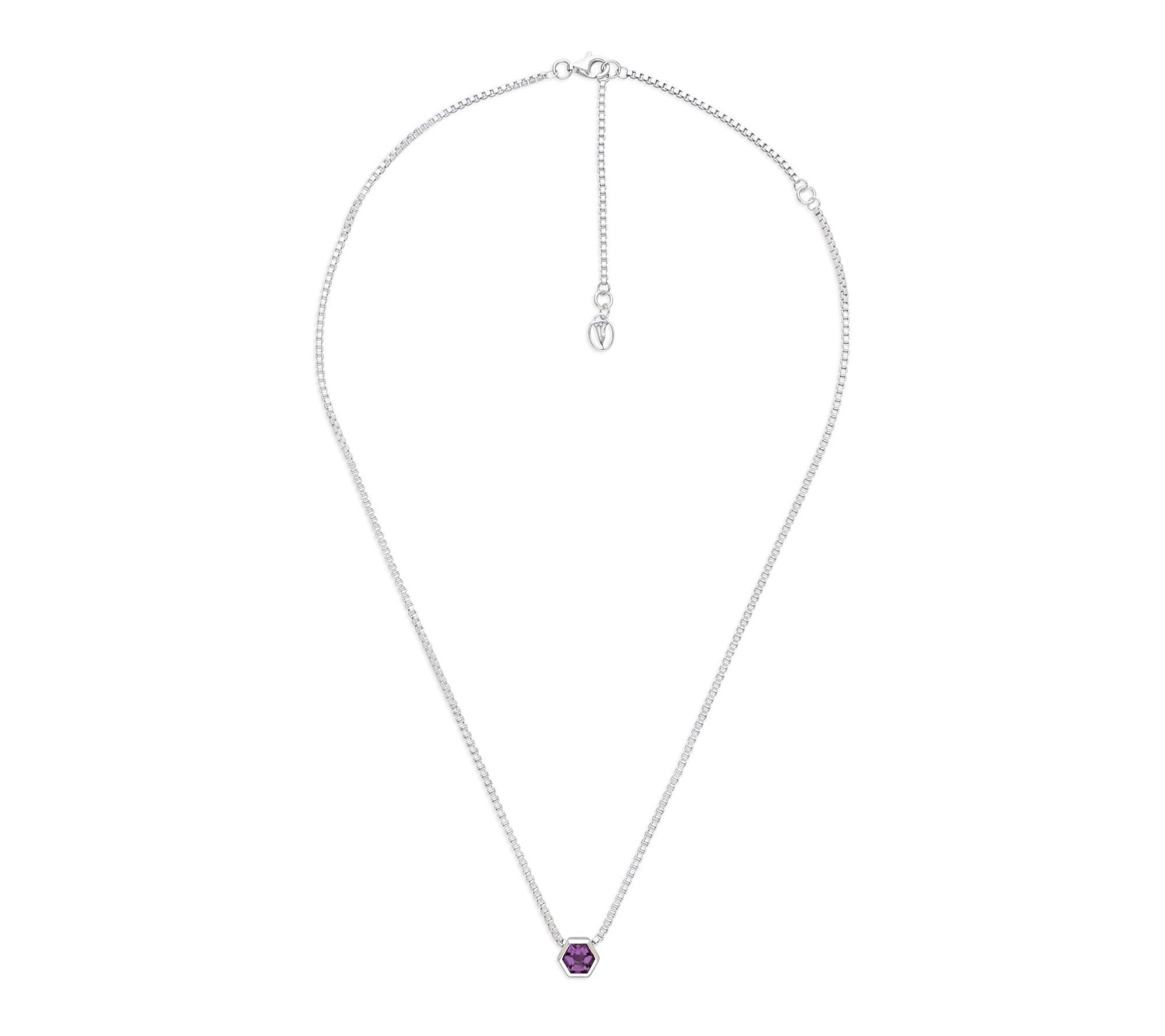 Goddaughters Sterling Silver Hexagon Amethyst Necklace
