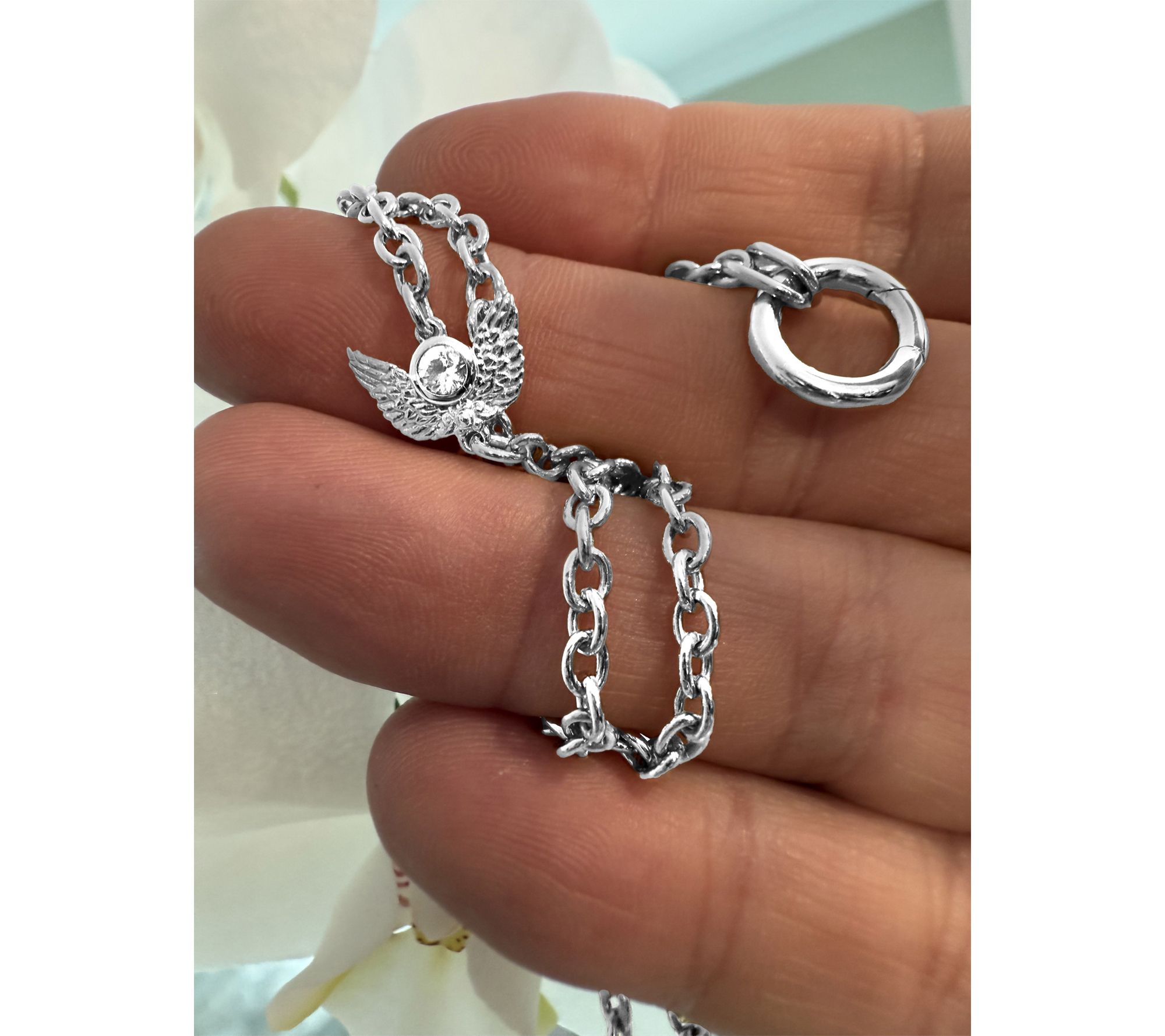 Goddaughters Sterling Angel on my Shoulder Charm Necklace