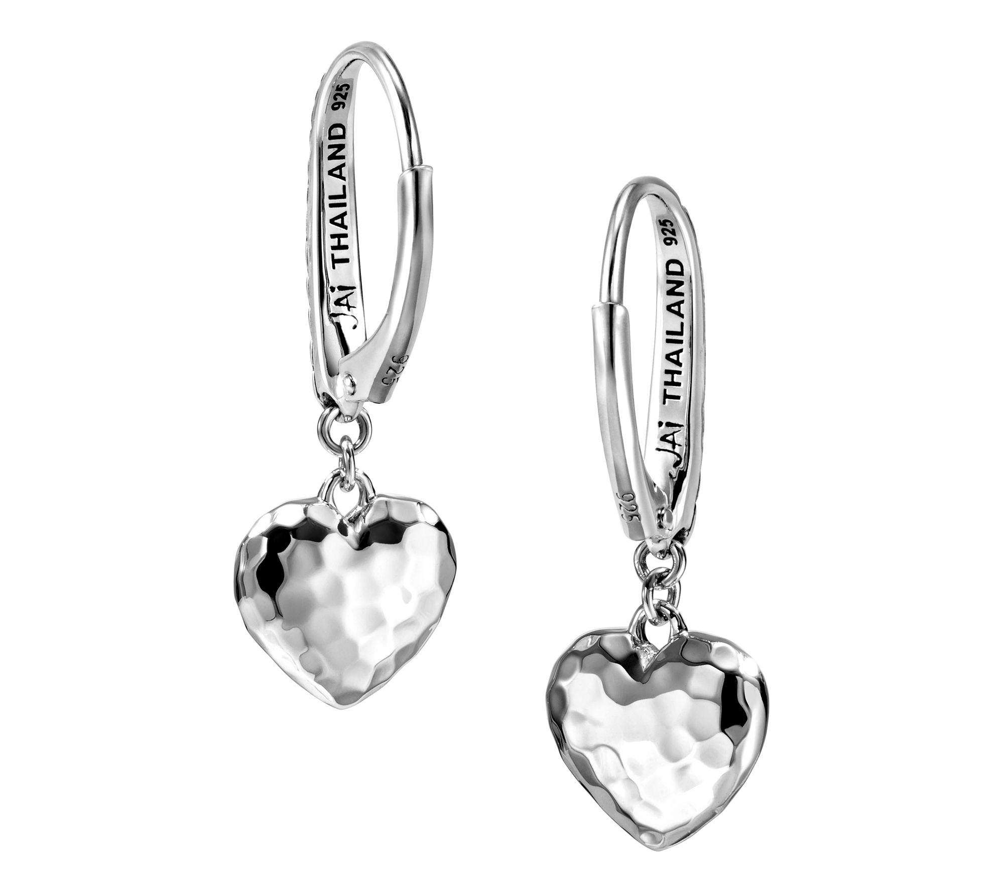 JAI Sterling Silver Symbols of Love Leverback Earrings