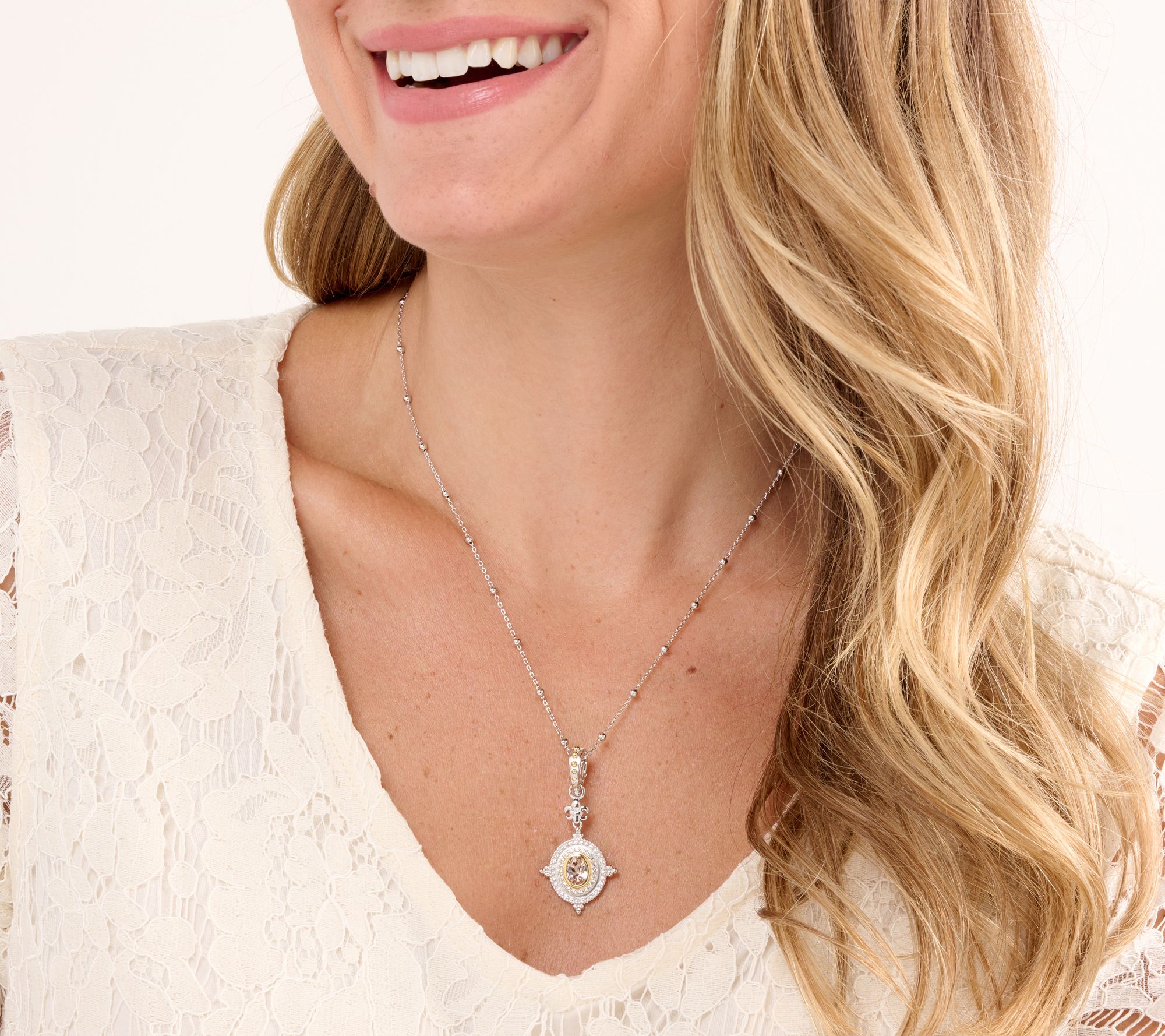 Dallas Prince Etruscan Two-Tone Necklace with Chain, Sterling