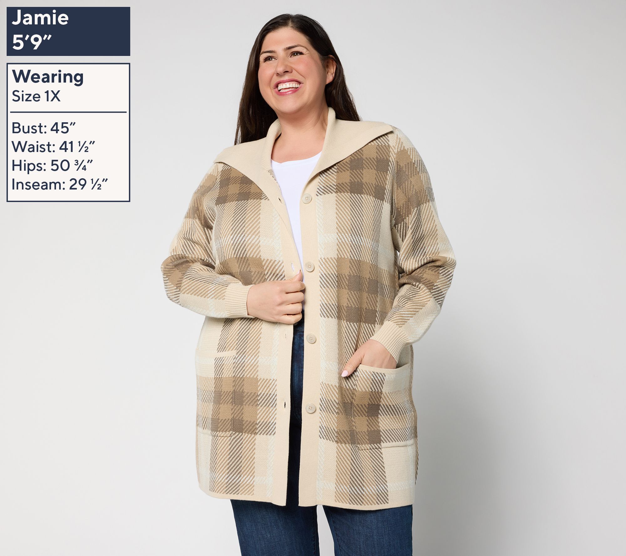 Denim & Co. Regular Button Front Sweater Tunic Cardigan