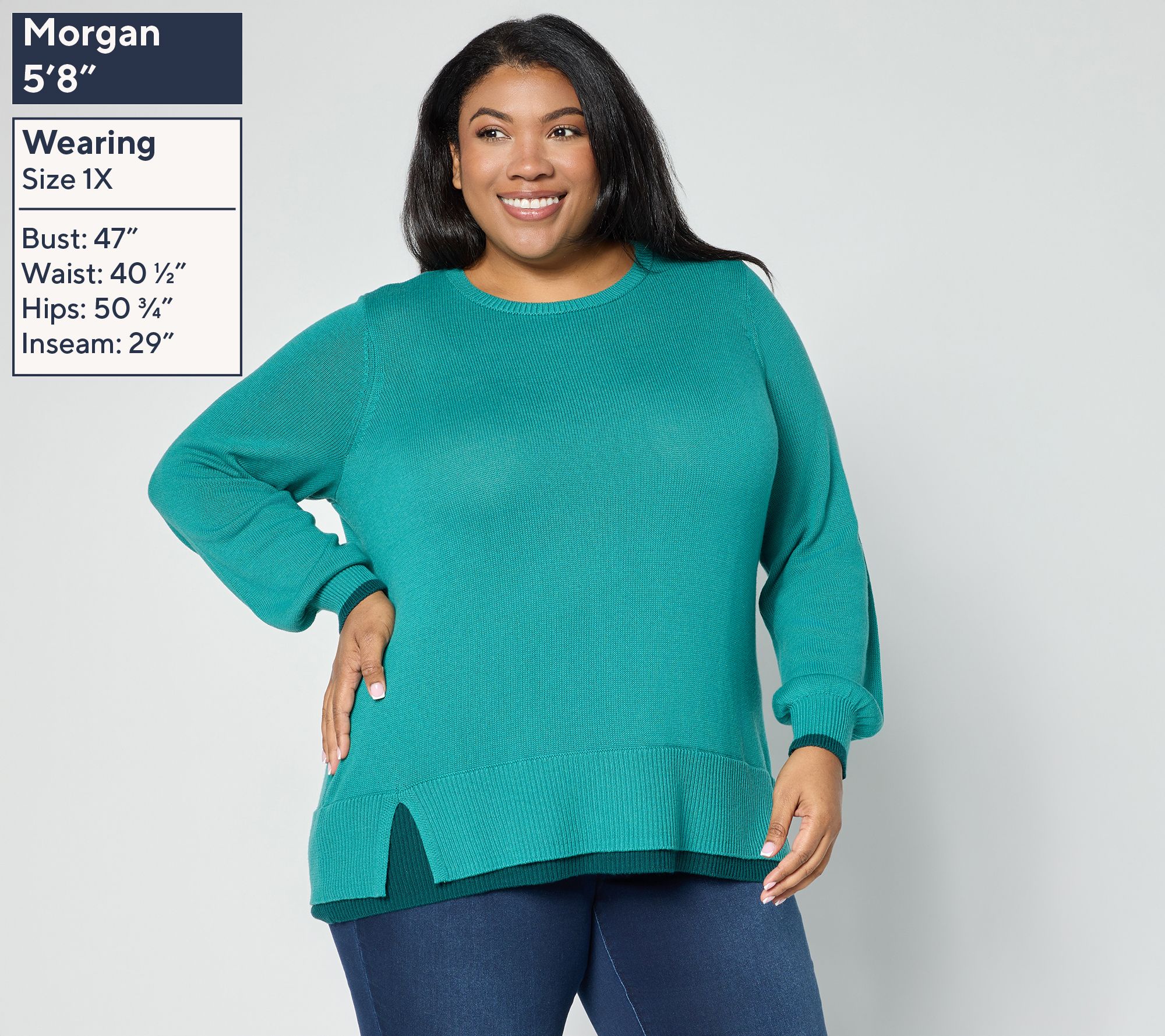 Belle by Kim Gravel Layered Hem Side Slit Sweater