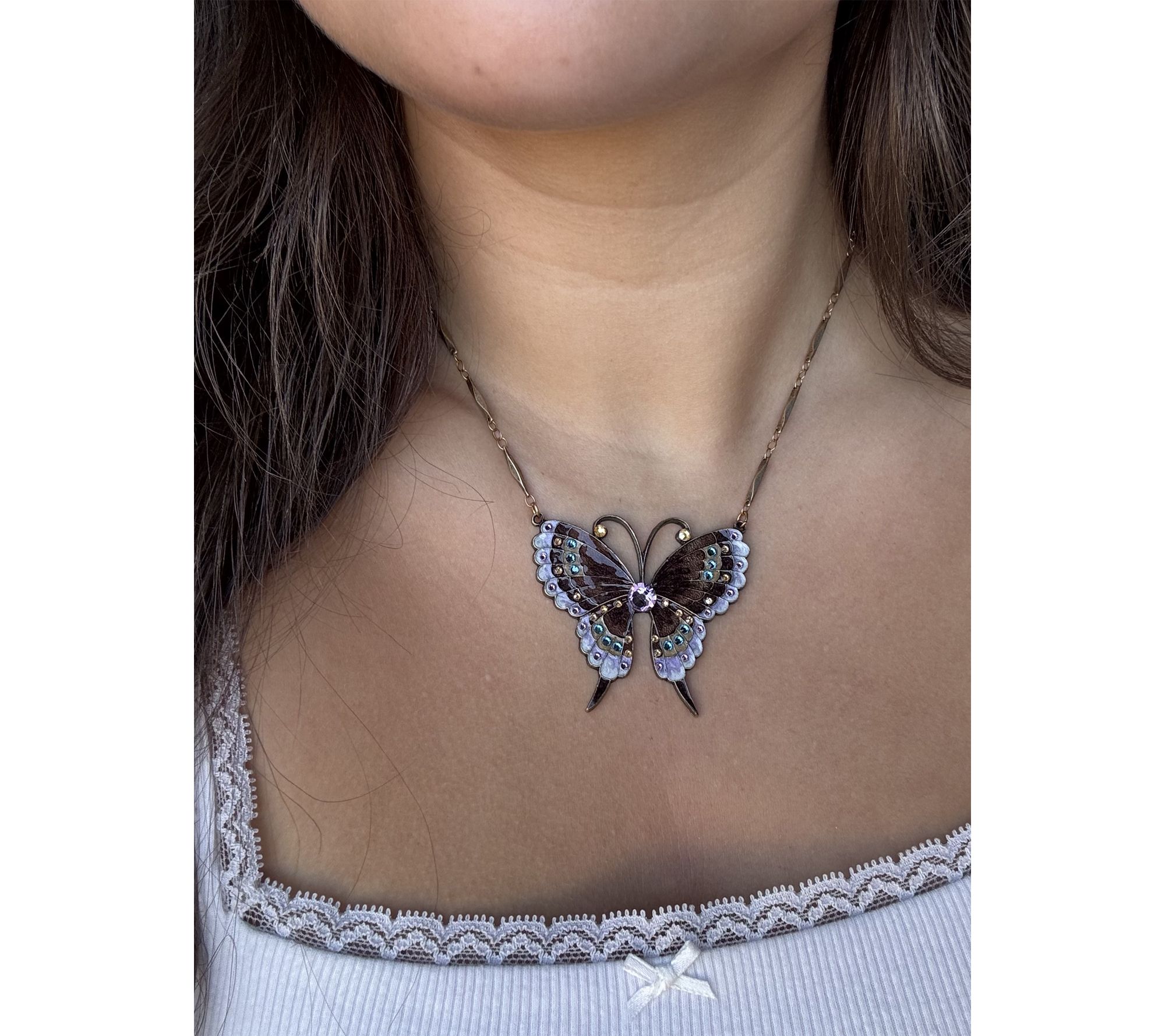 Anne Koplik Crystal Statement Butterfly Necklace