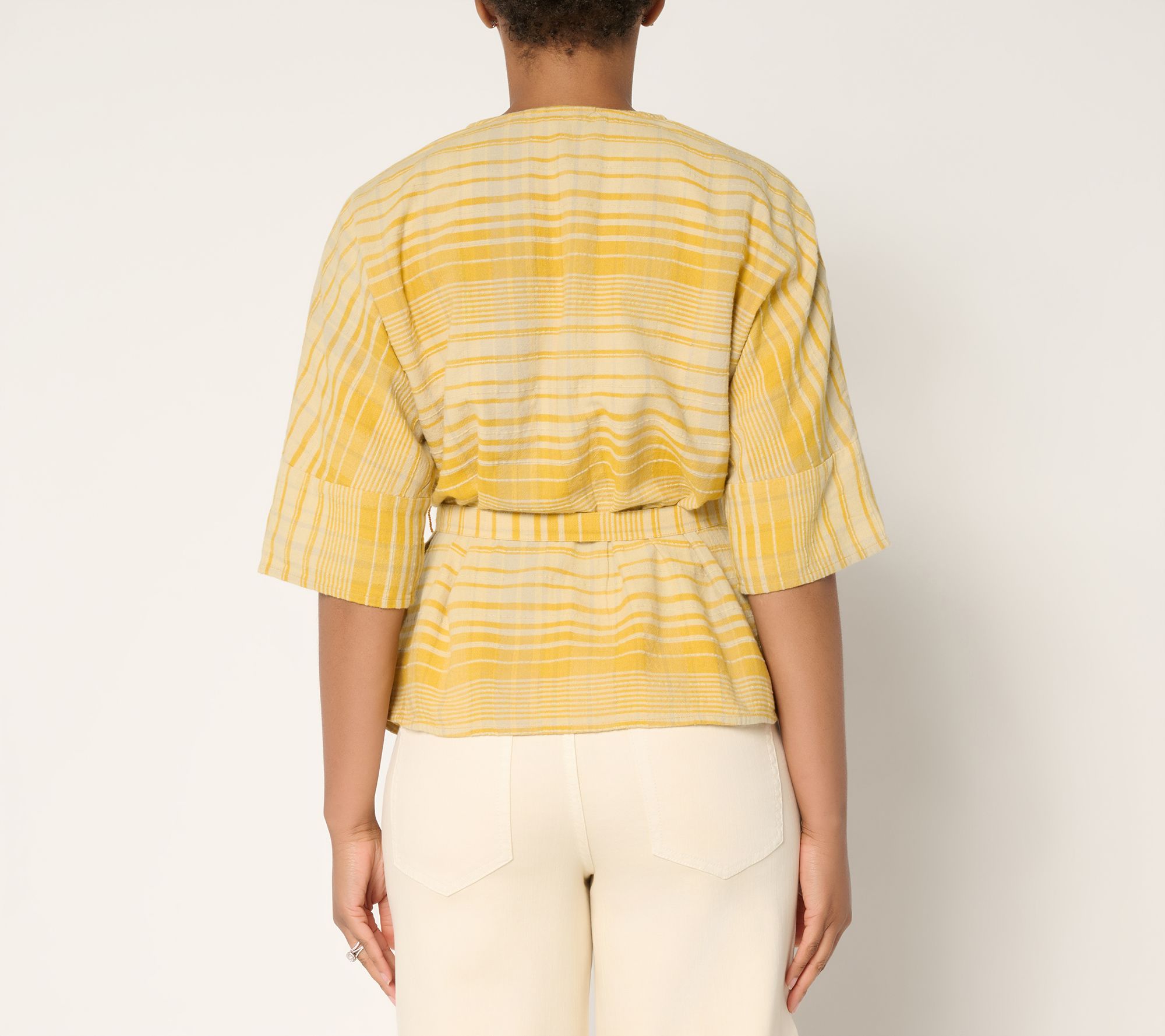 Me by Jennie Garth Laurel Plaid Blouse with Self Belt