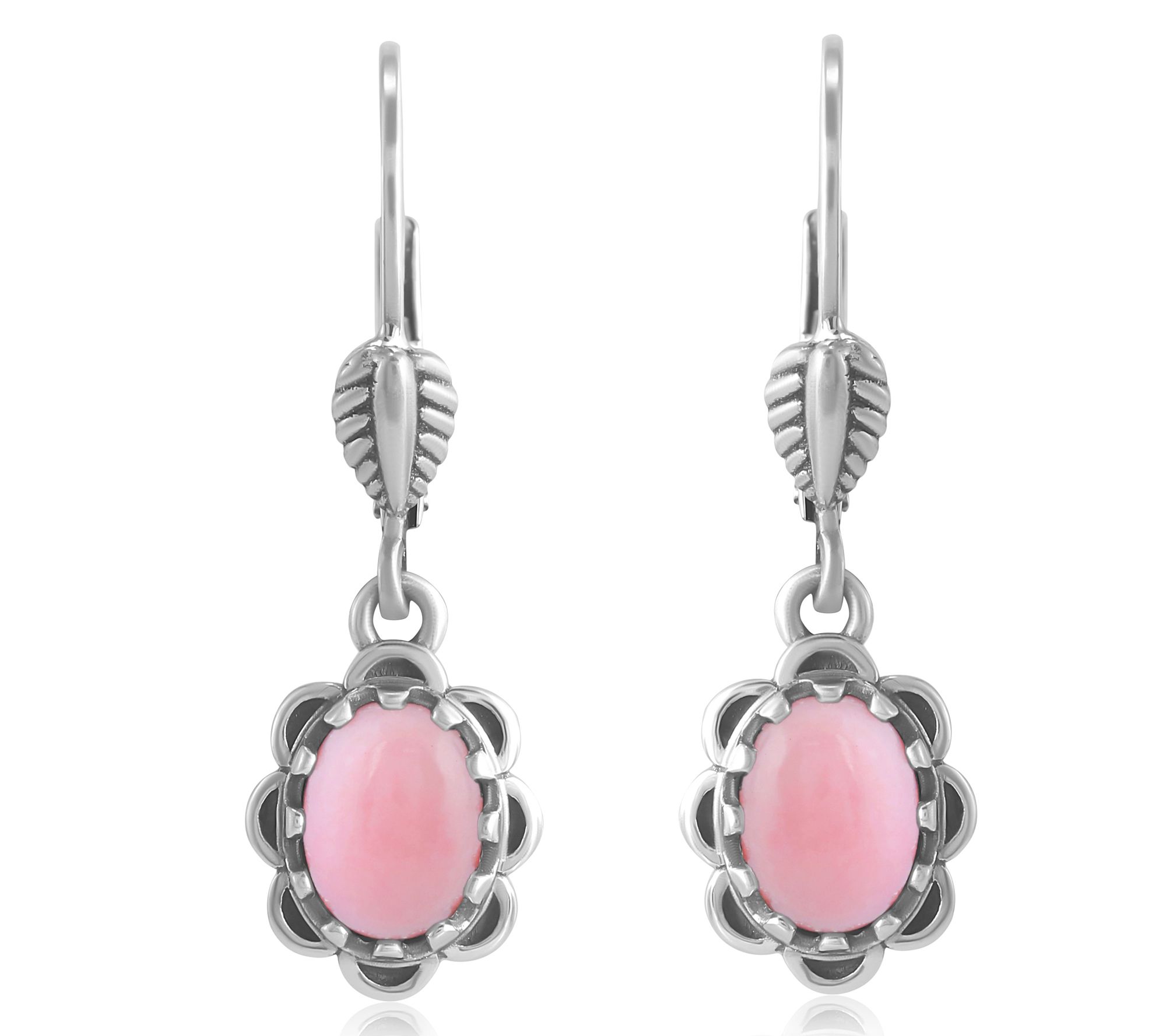 American West Sterling Gemstone Concha Lever Back Earrings