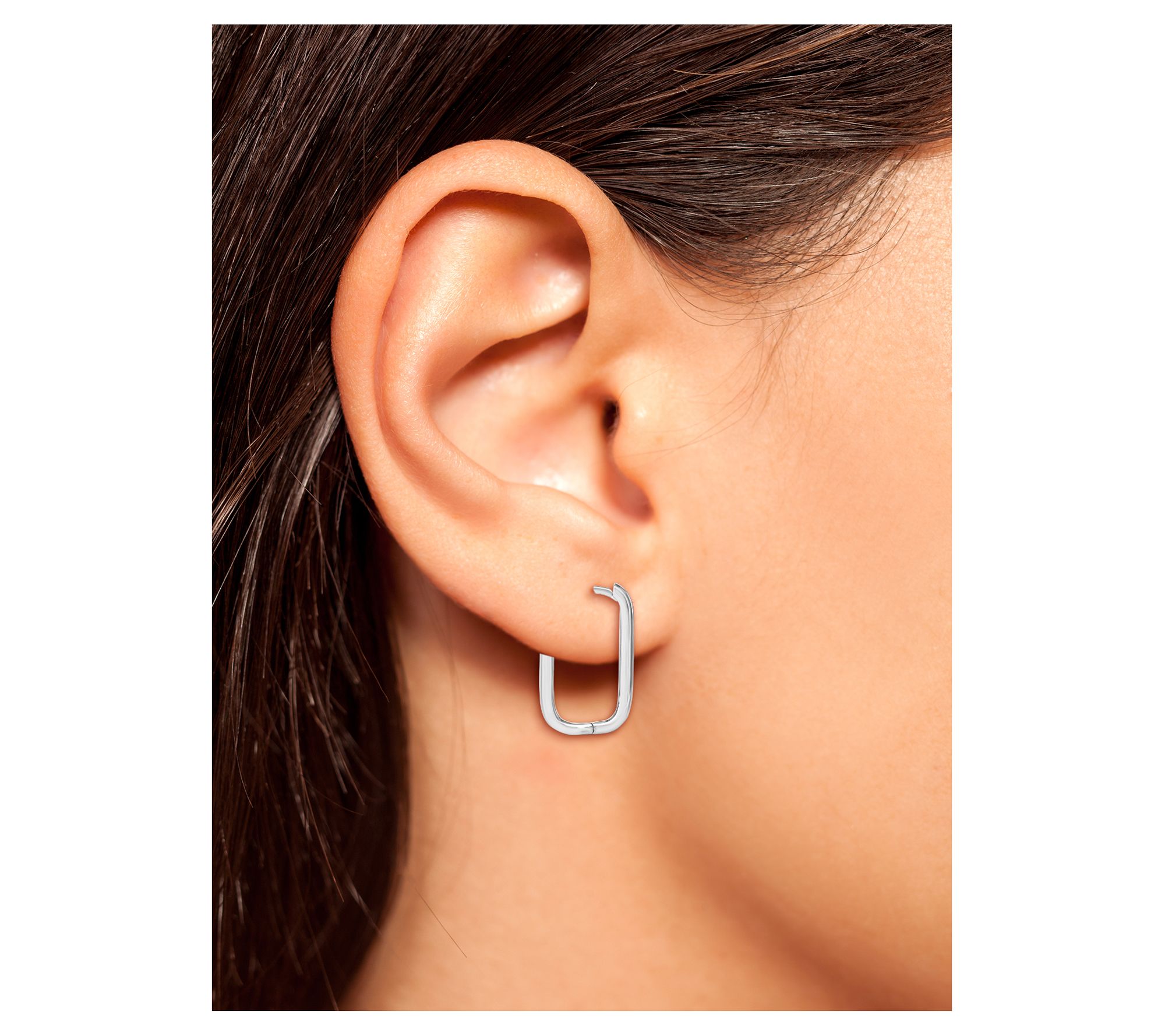Silver Style Polished U Shape Hoop Earrings, Sterling