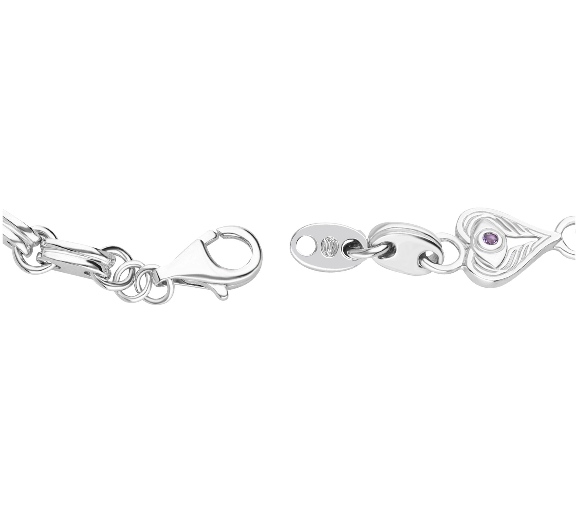 Goddaughters Sterling Silver Amethyst Heart Link Bracelet