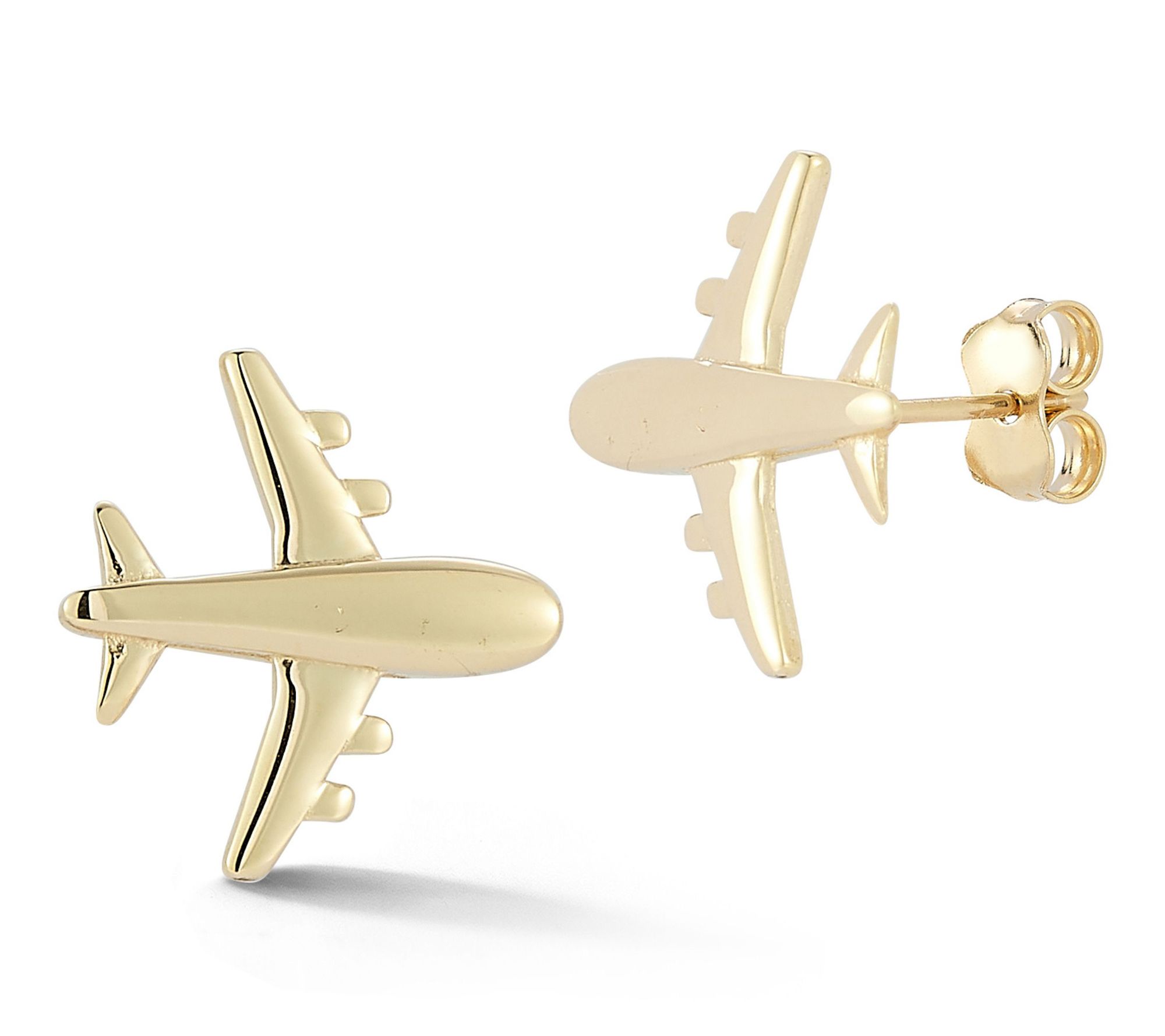 Luminosa Gold Airplane Stud Earrings, 14K
