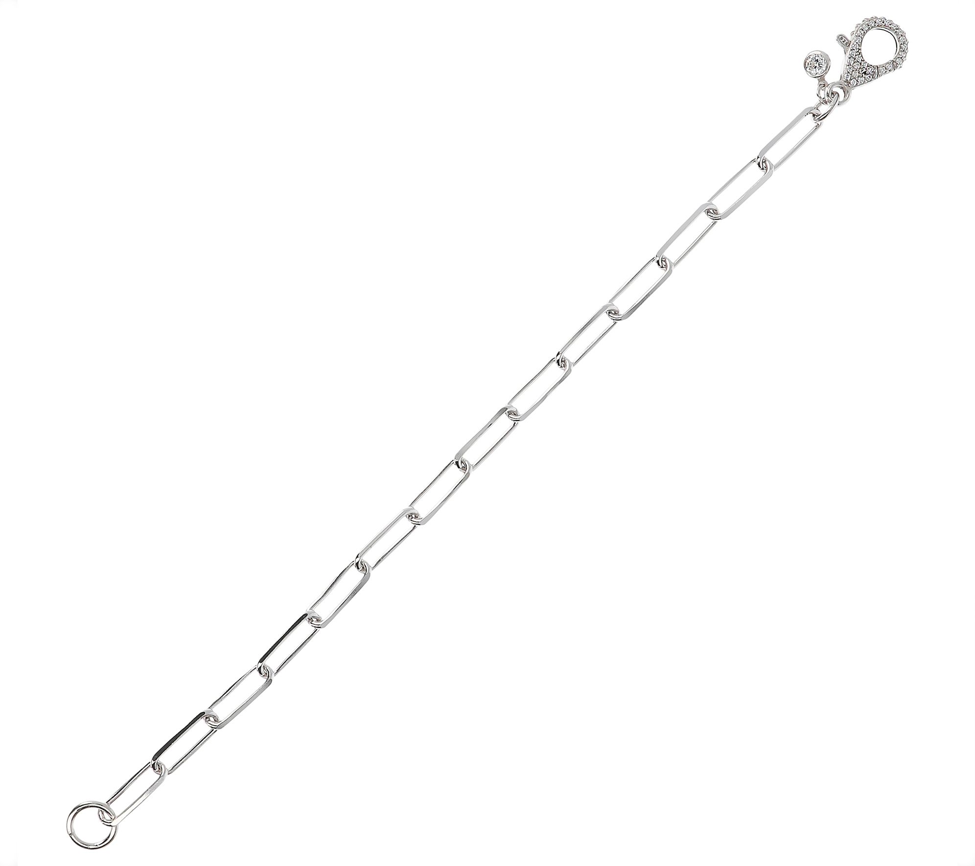 Diamonique Paperclip Link Bracelet, Sterling Si lver