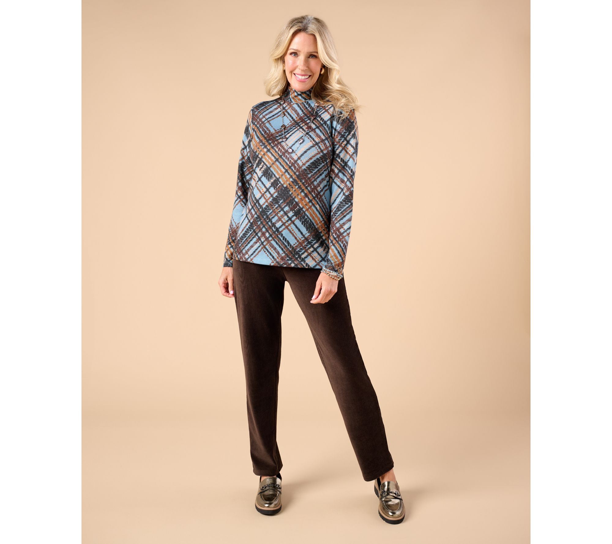 Susan Graver Weekend Regular Knit Corduroy Straight Leg Pant