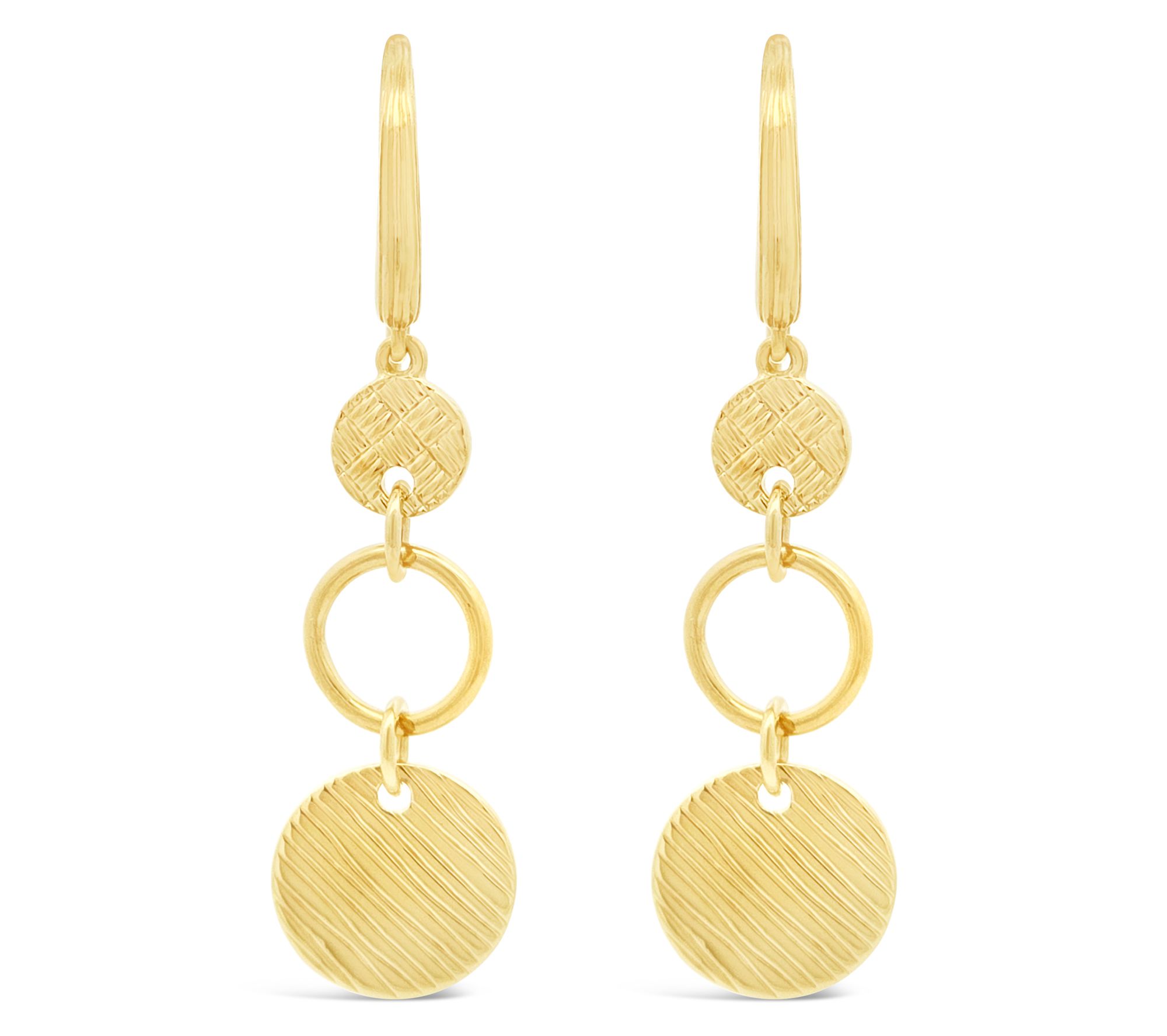 Ariva 18K Gold Clad Textured Circle Drop Earrings
