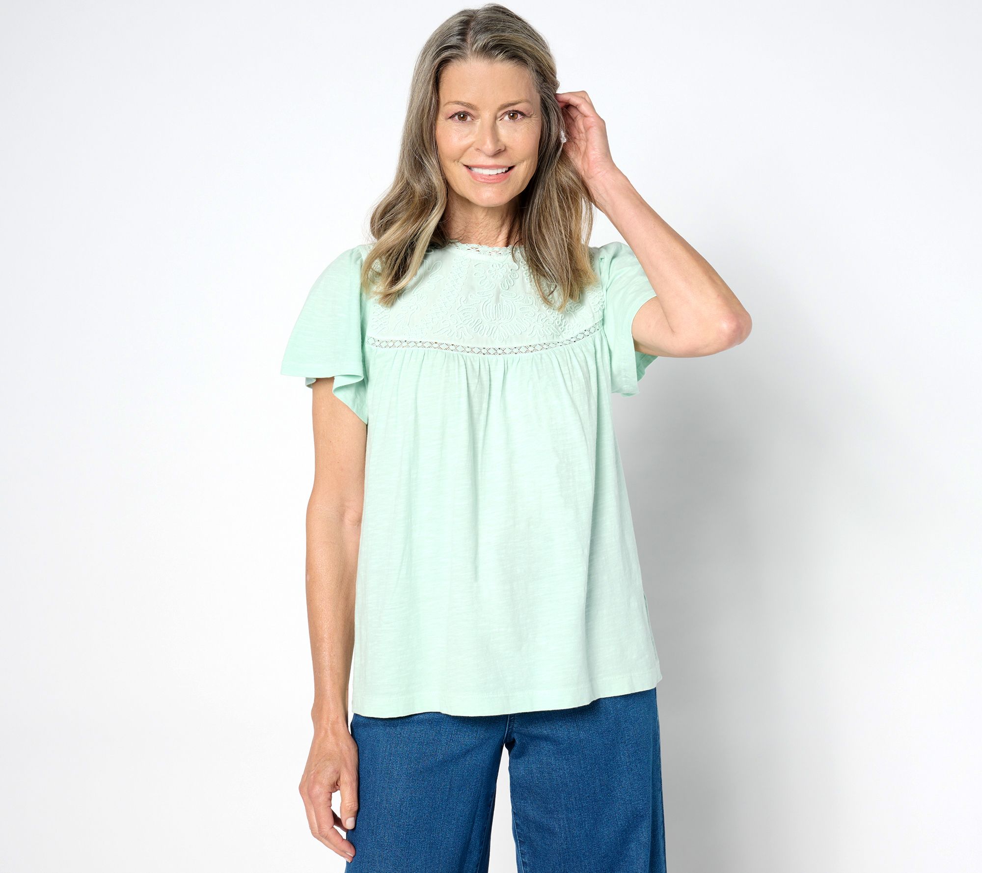 Me by Jennie Garth Guinevere Embroidered Top