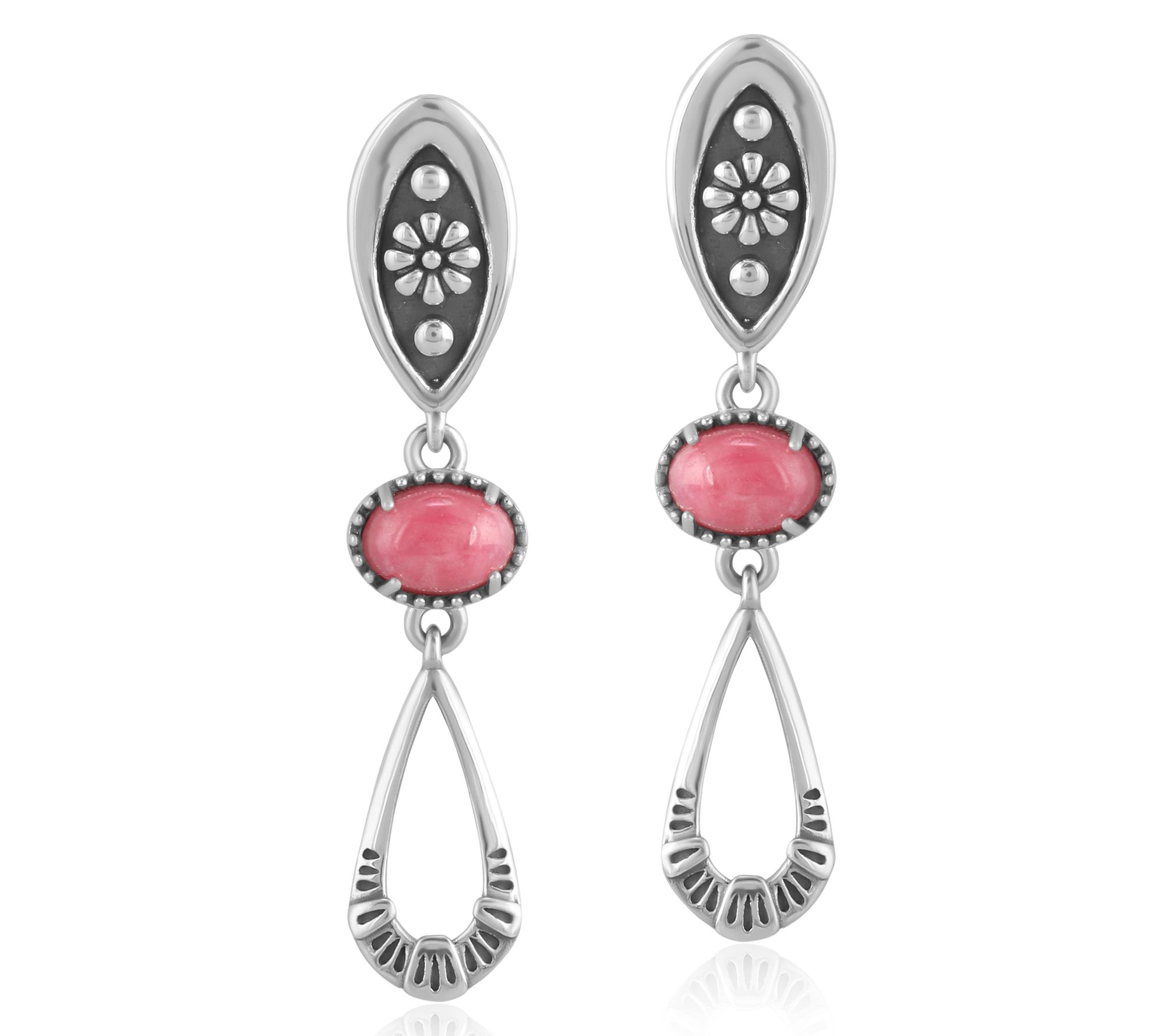 American West Sterling Teardrop Double Loop Gemstone Earrings