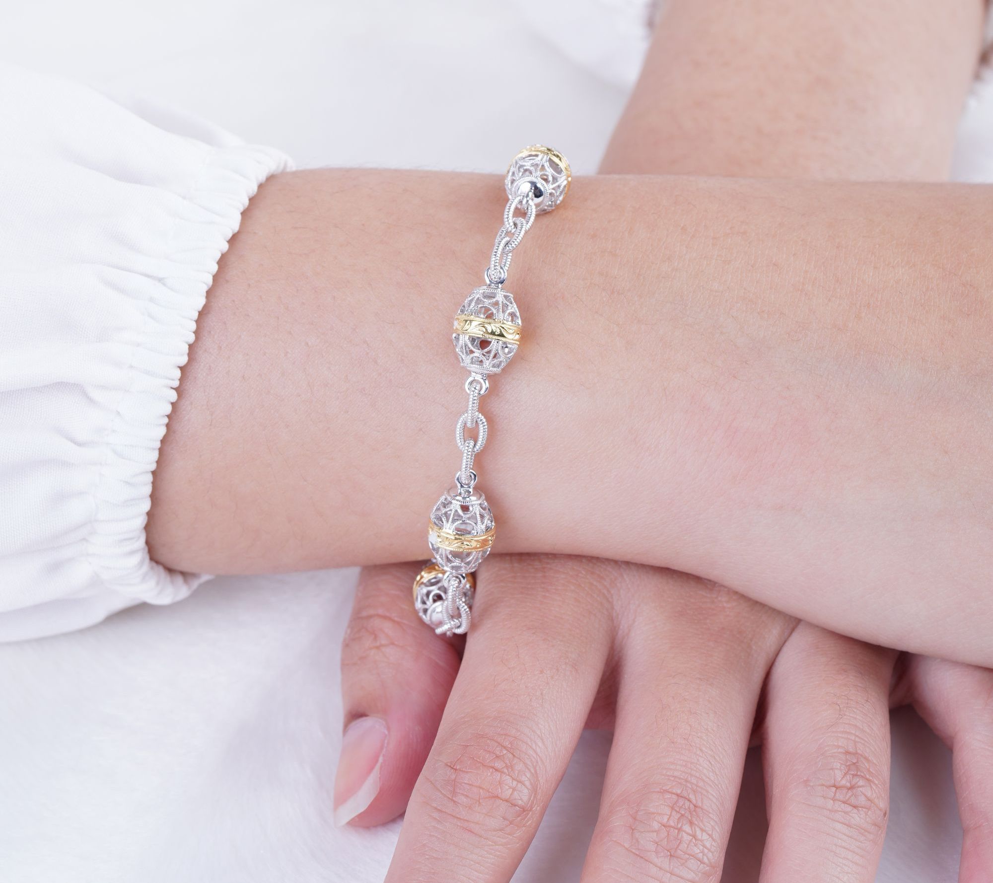 Ariva Sterling Silver & 18K Gold Clad Station Bracelet