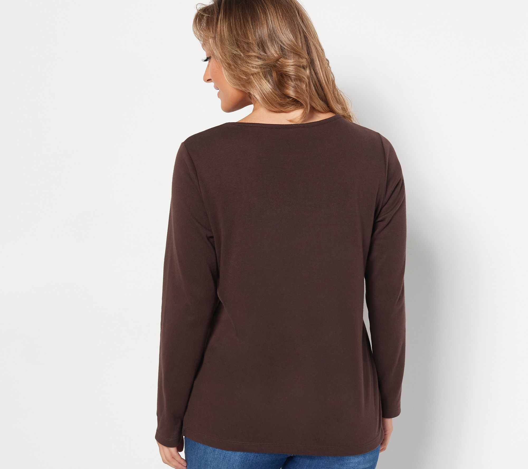 Quacker Factory Set of 2 Embroidered Holiday Brooch Knit Tops