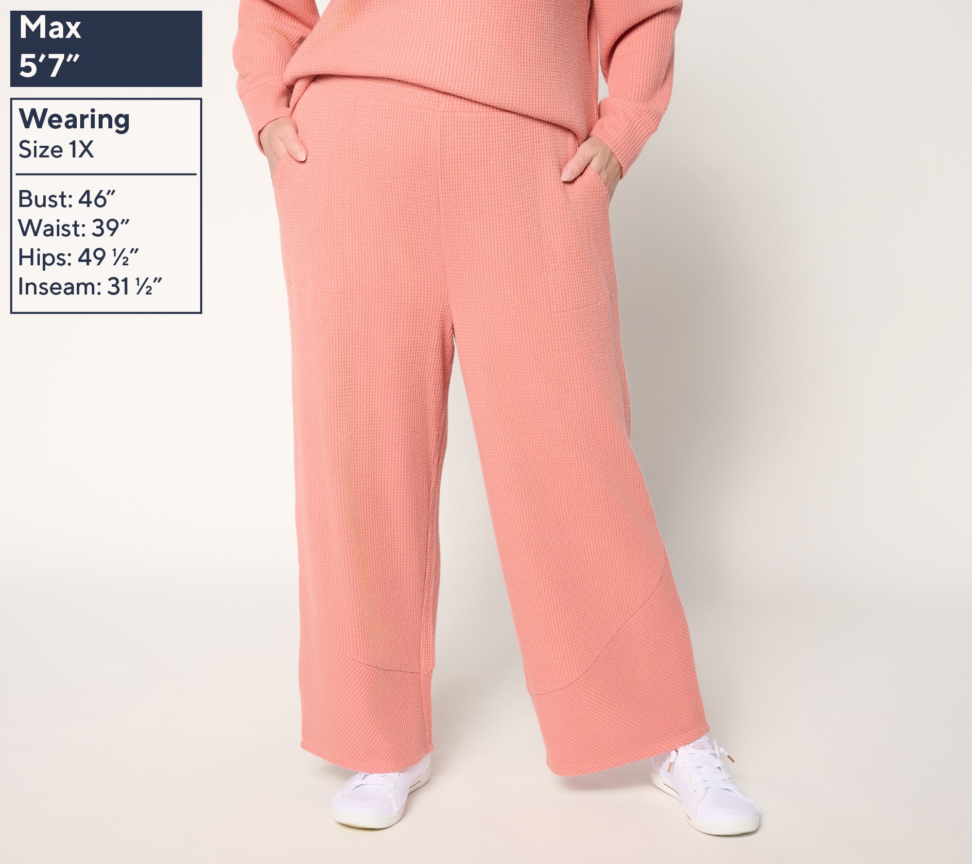 AnyBody Regular Brushed Waffle Asymmetrical Seam Wide Leg Pants