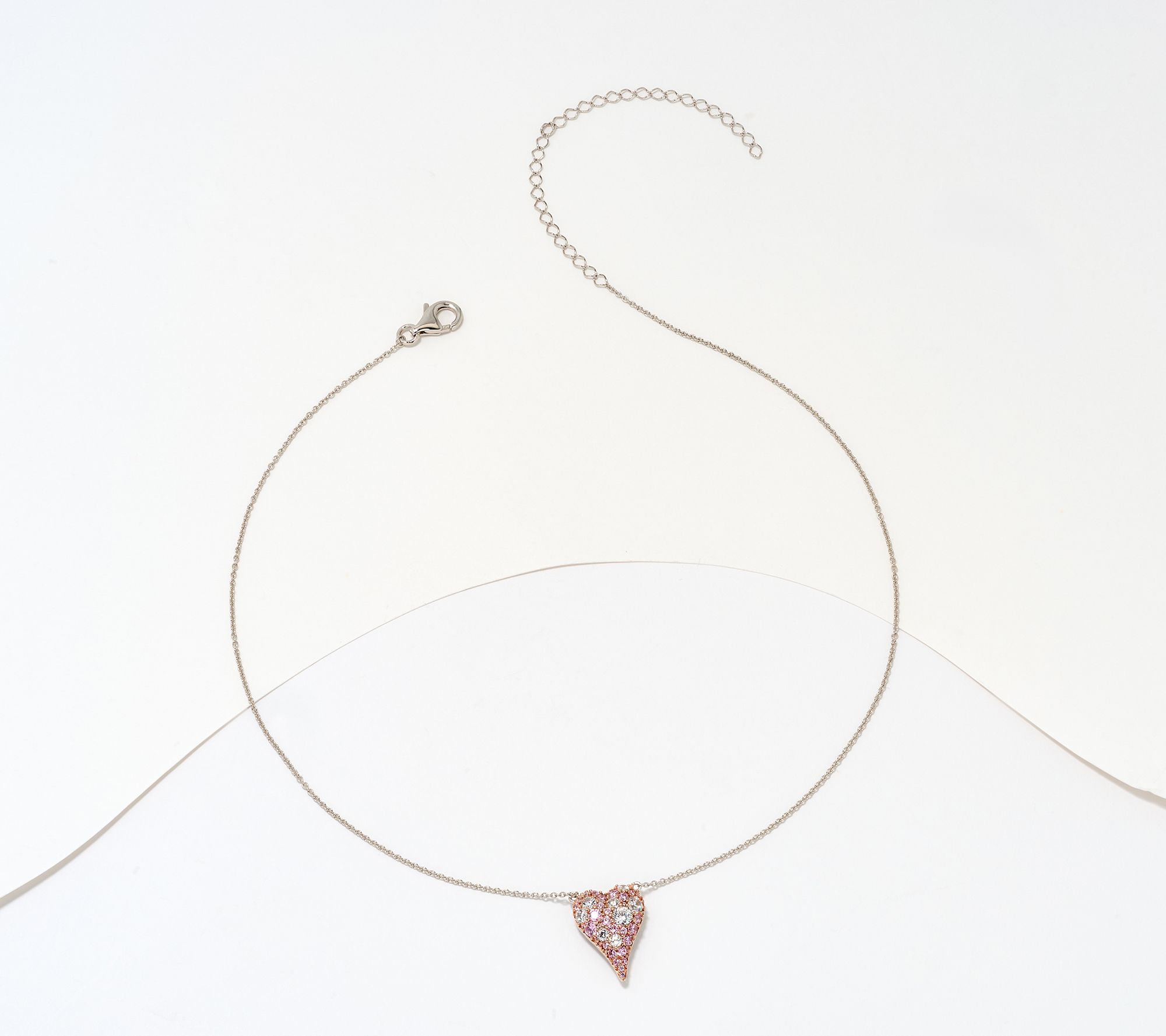 Diamonique x Jennifer Miller Cobblestone Heart Necklace, Sterl