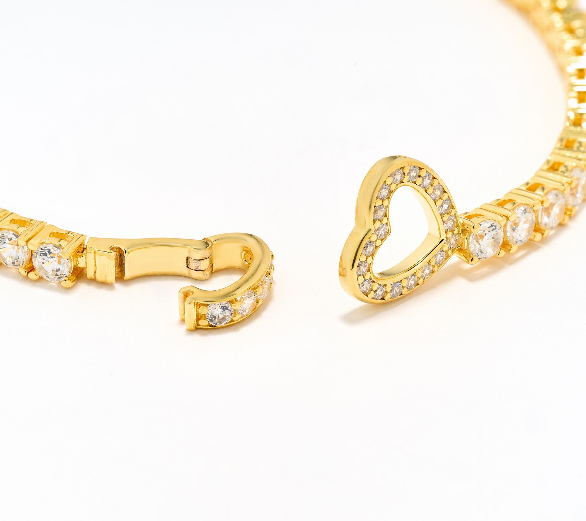 Diamonique Connecting Hearts Tennis Bracelet, Sterling Silver