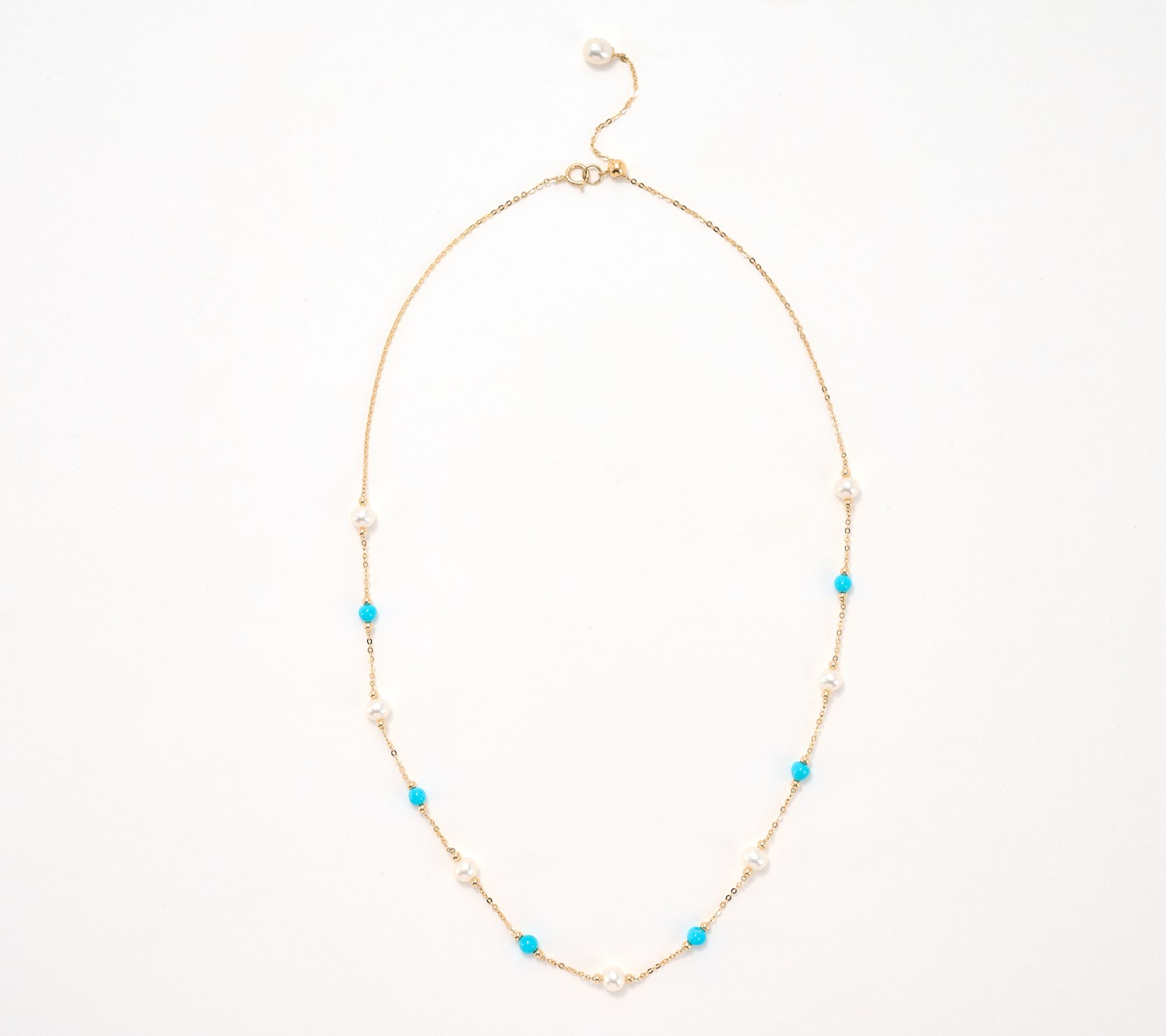 Effy Turquoise & Freshwater Pearl Necklace, 14K Yellow Gold