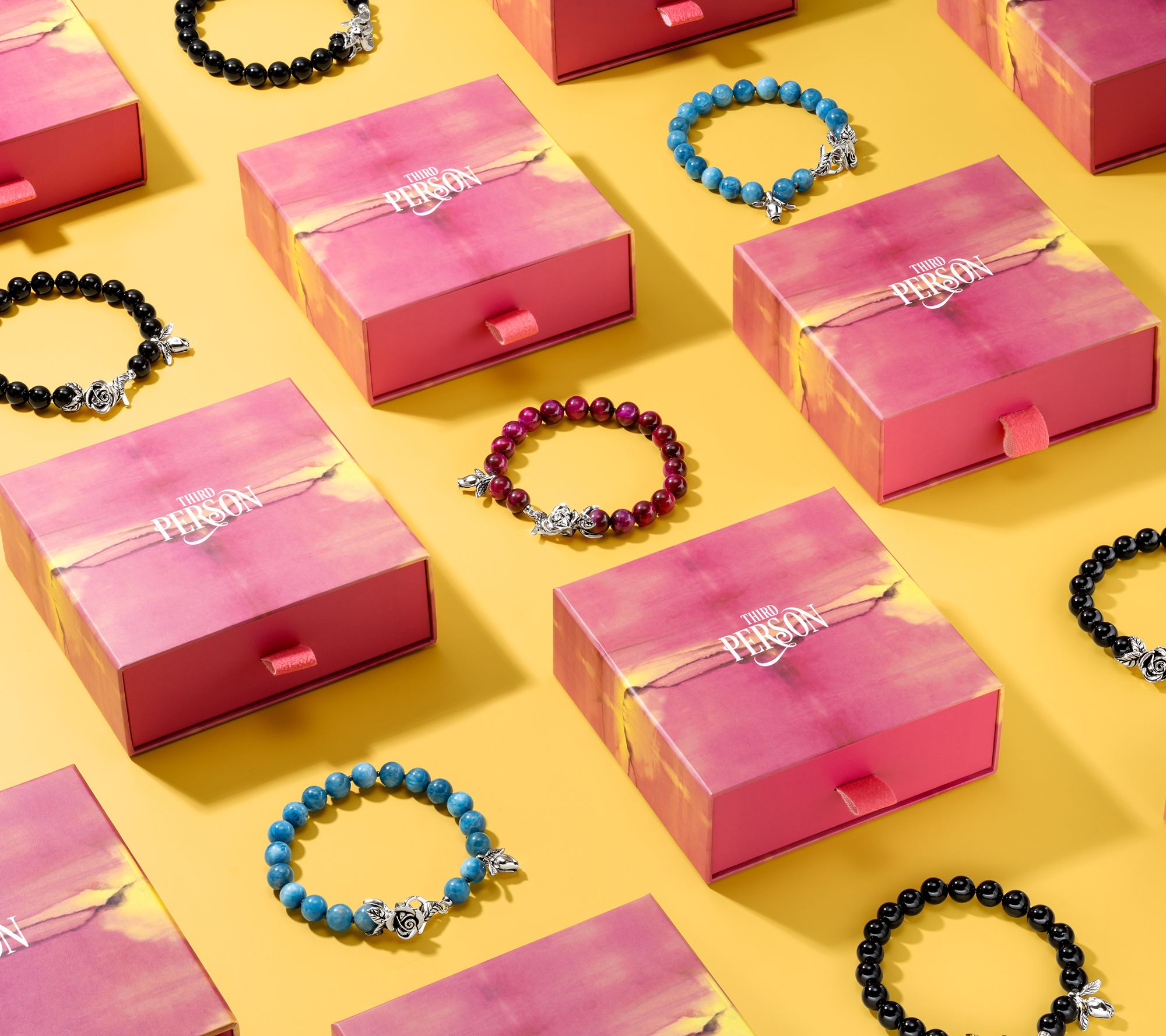 Third Person Sterling Silver Wandering Rose Gemstone Beaded Bracelet