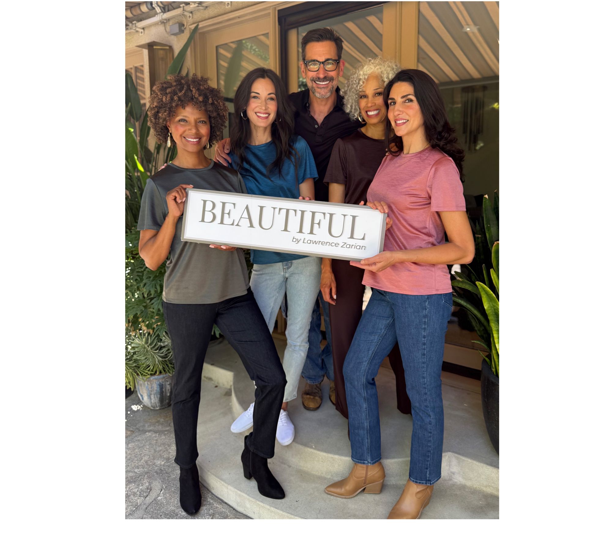 BEAUTIFUL by Lawrence Zarian Knit Satin Short Sleeve Top