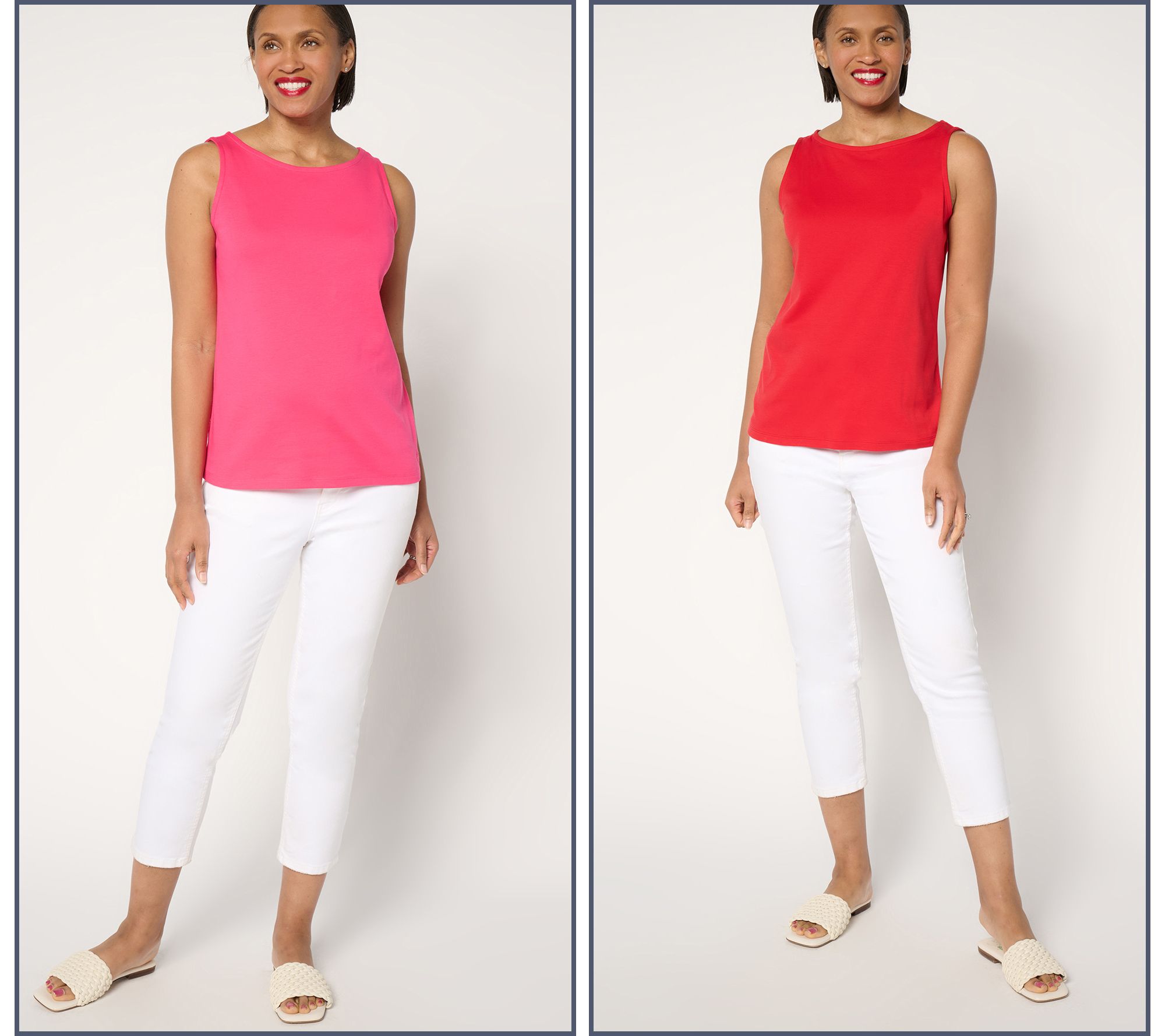 Isaac Mizrahi Live! Essentials Set of 2 Pima Cotton Tanks