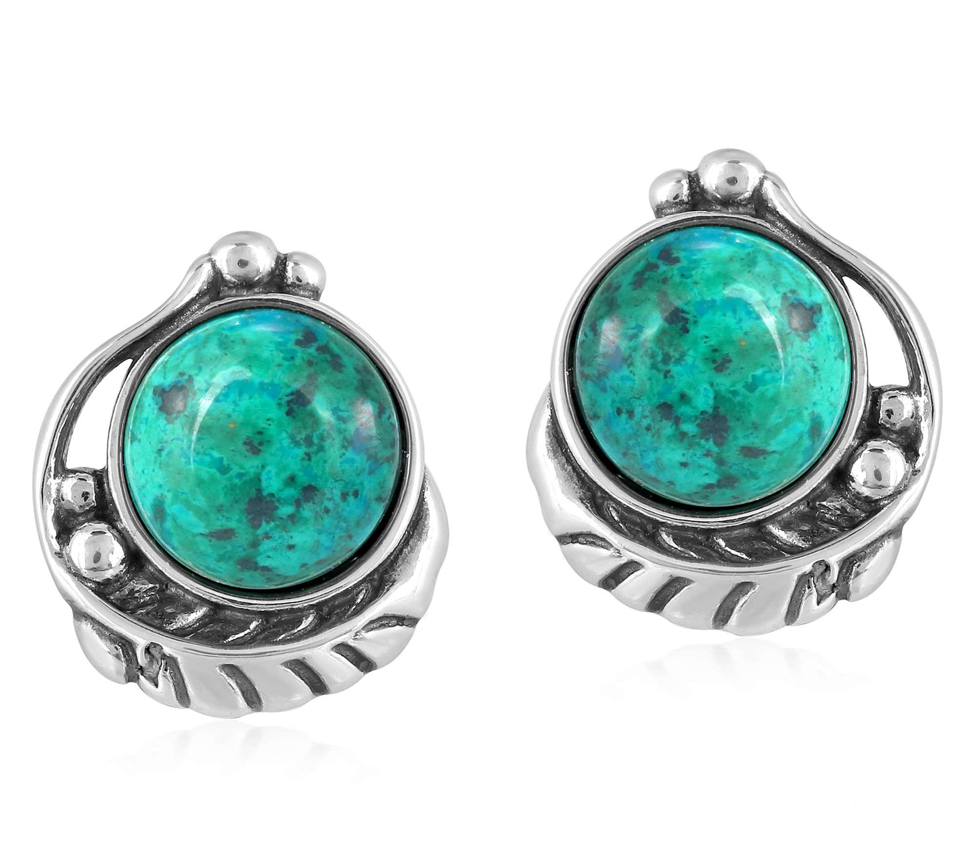 American West Sterling Silver Gemstone Button Earrings