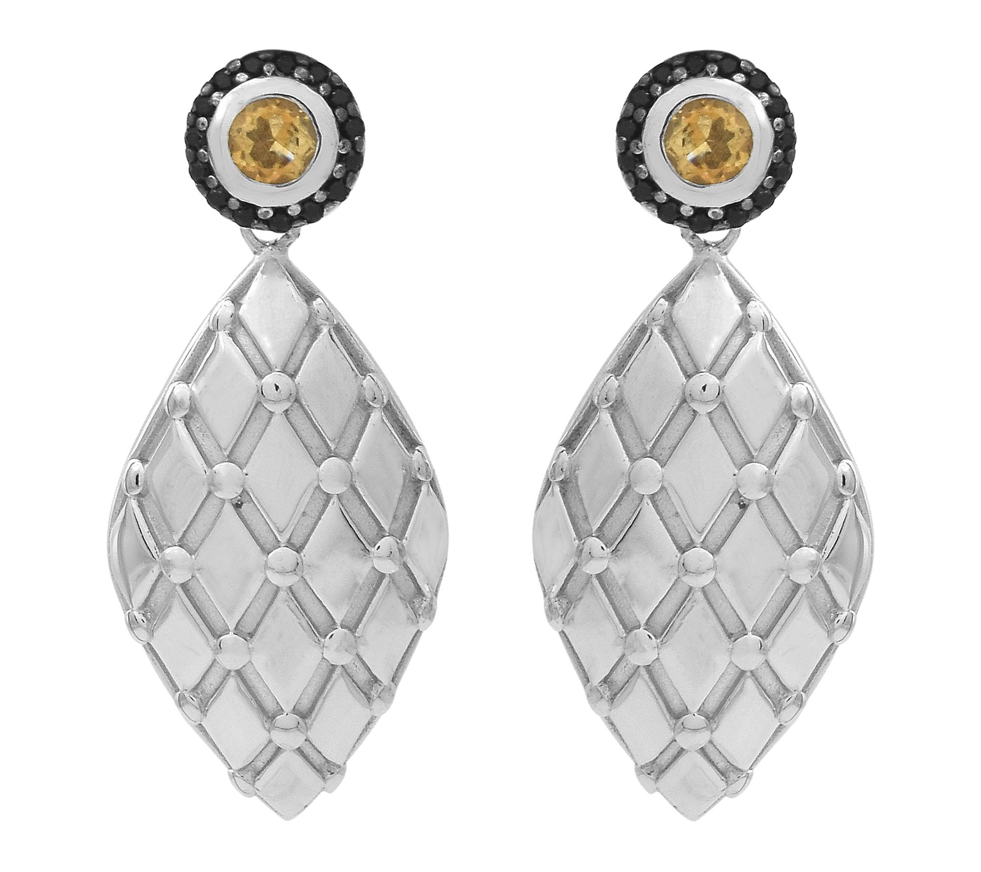 Affinity Gems Citrine & Black Spinel Dangle Earrings, Sterling