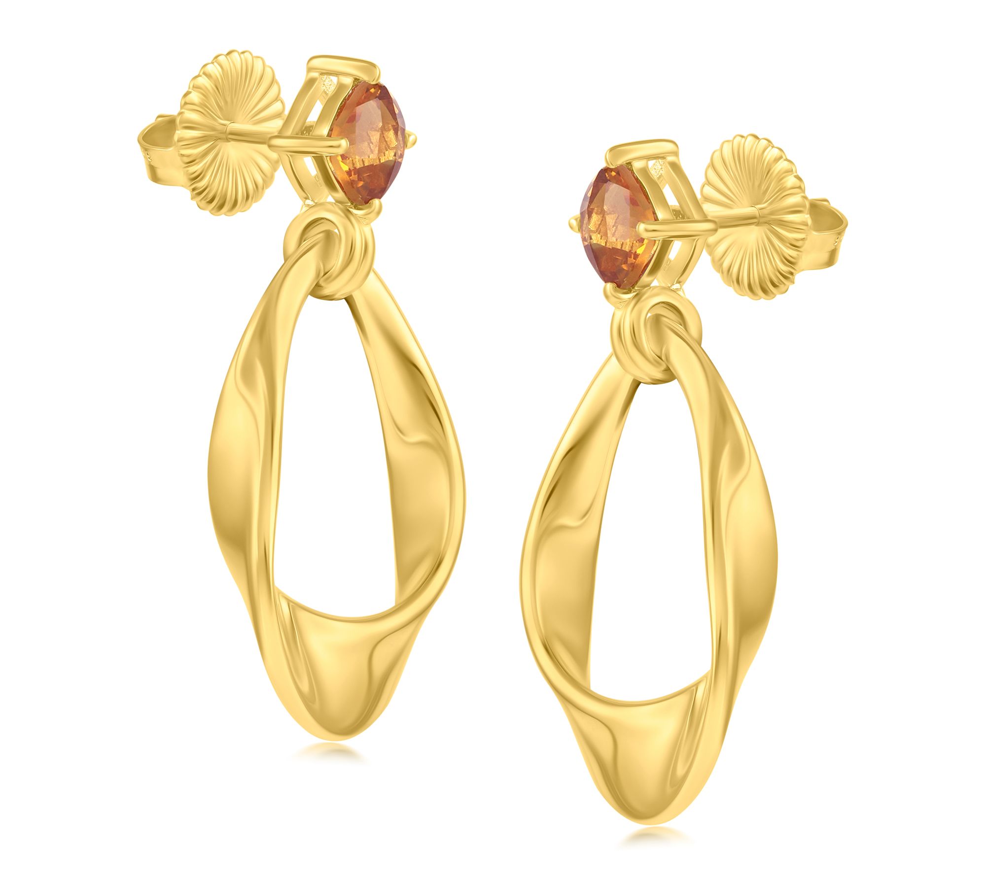 Christian James 14K Gold Clad Pear Gemstone Dangle Earrings