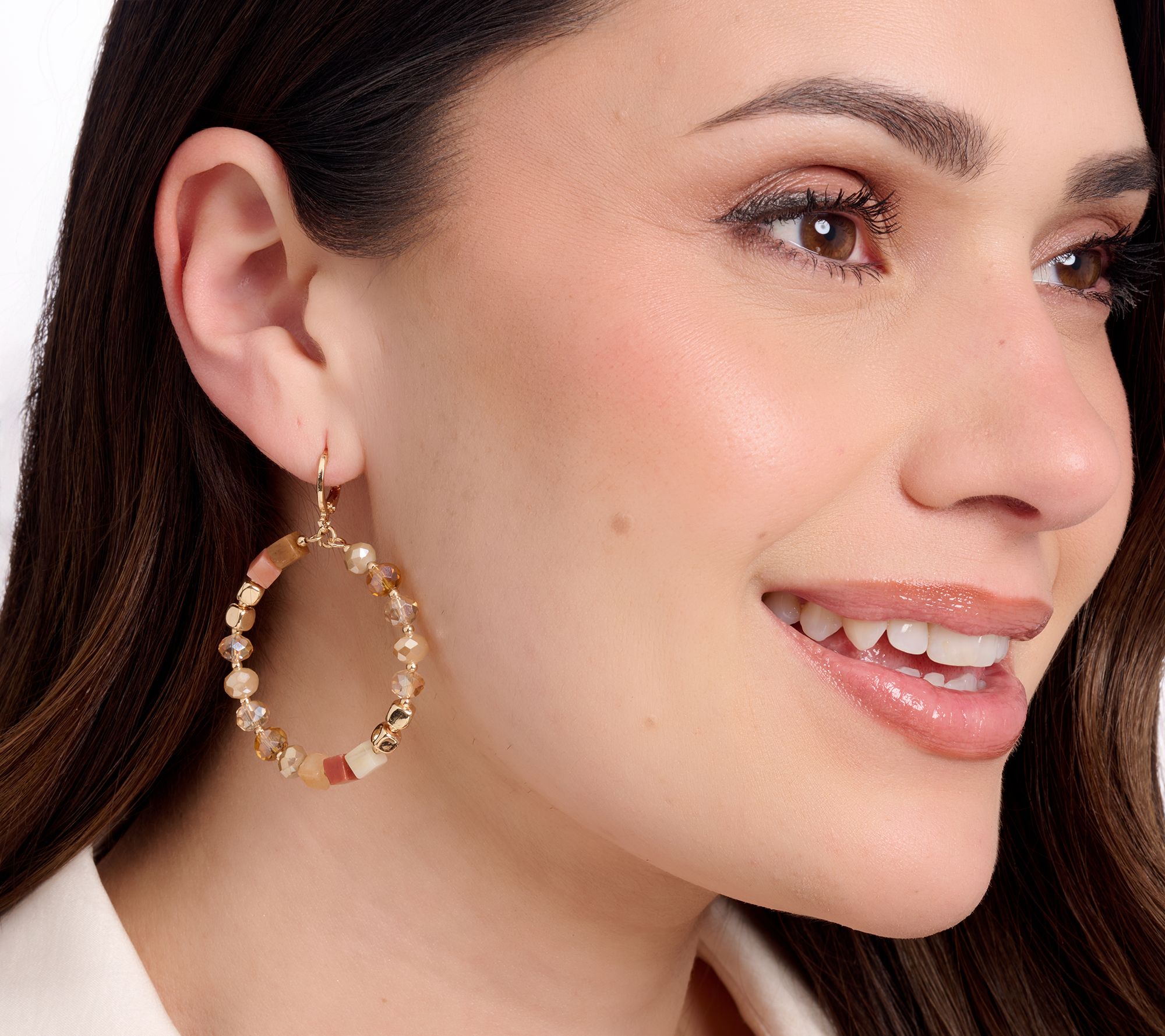 Susan Graver Mixed Media Hoop Earrings