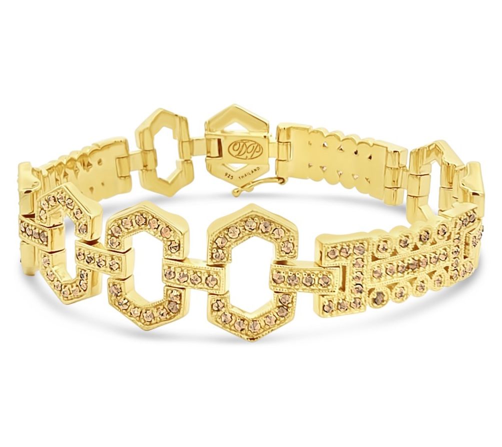 Dallas Prince 14K Gold Clad Marcasite Fancy Link Bracelet