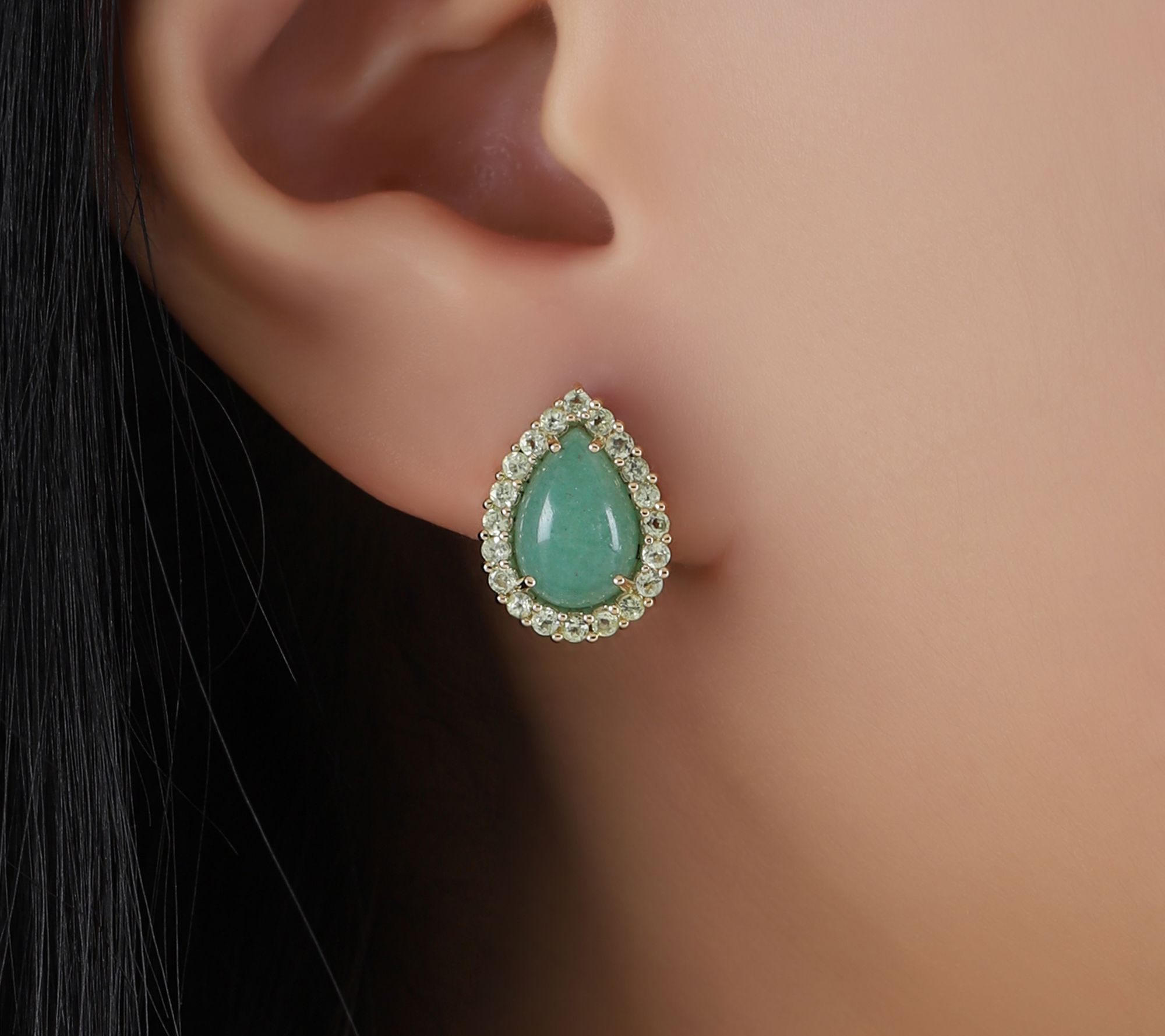 Ariva Sterling Silver Aventurine & Peridot Delphine Earrings