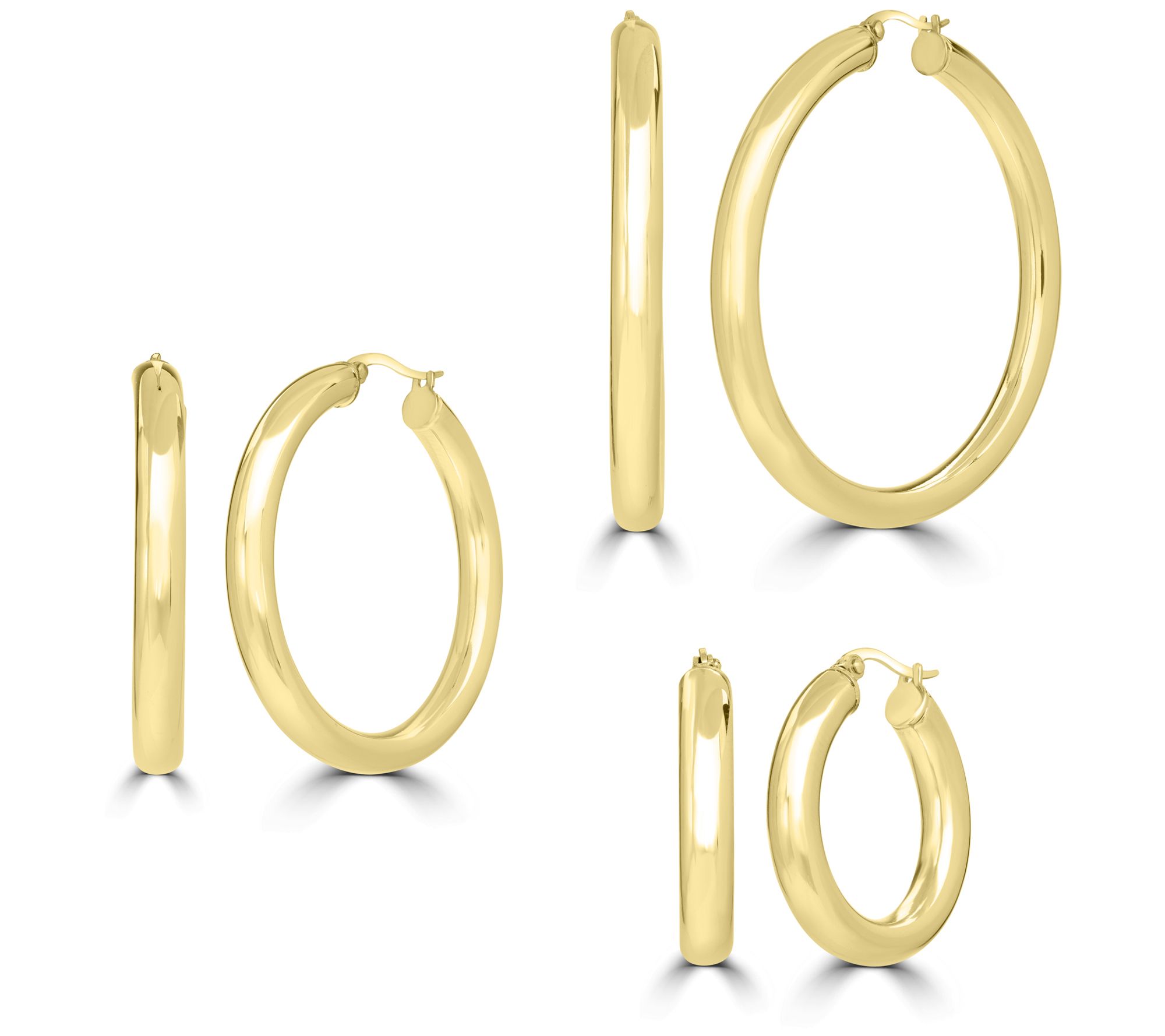 Steel By Design Set of 3 Round Hollow Hoop Earrings