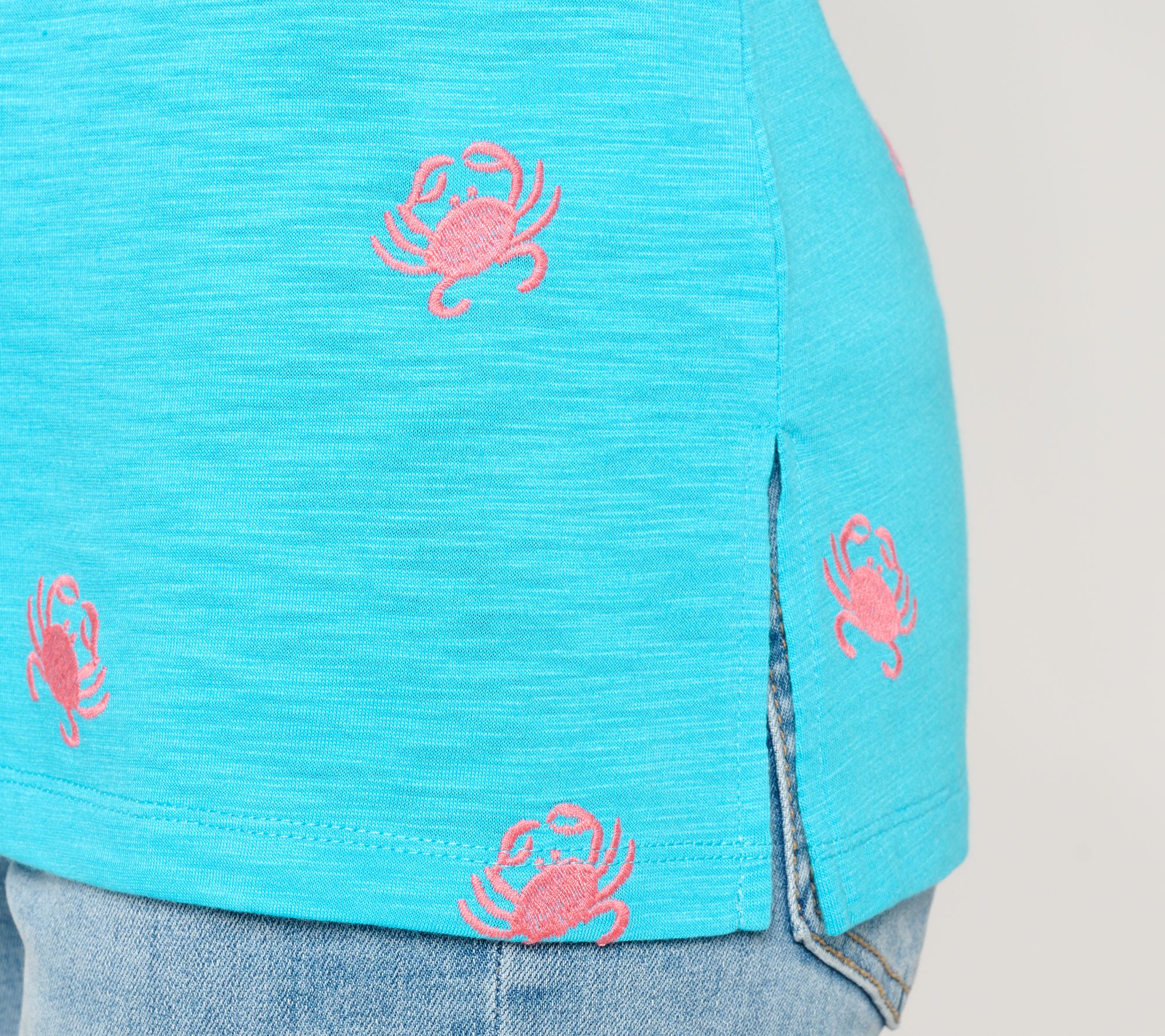 Belle Beach by Kim Gravel Slub Knit Florida Fun Embroidered Top