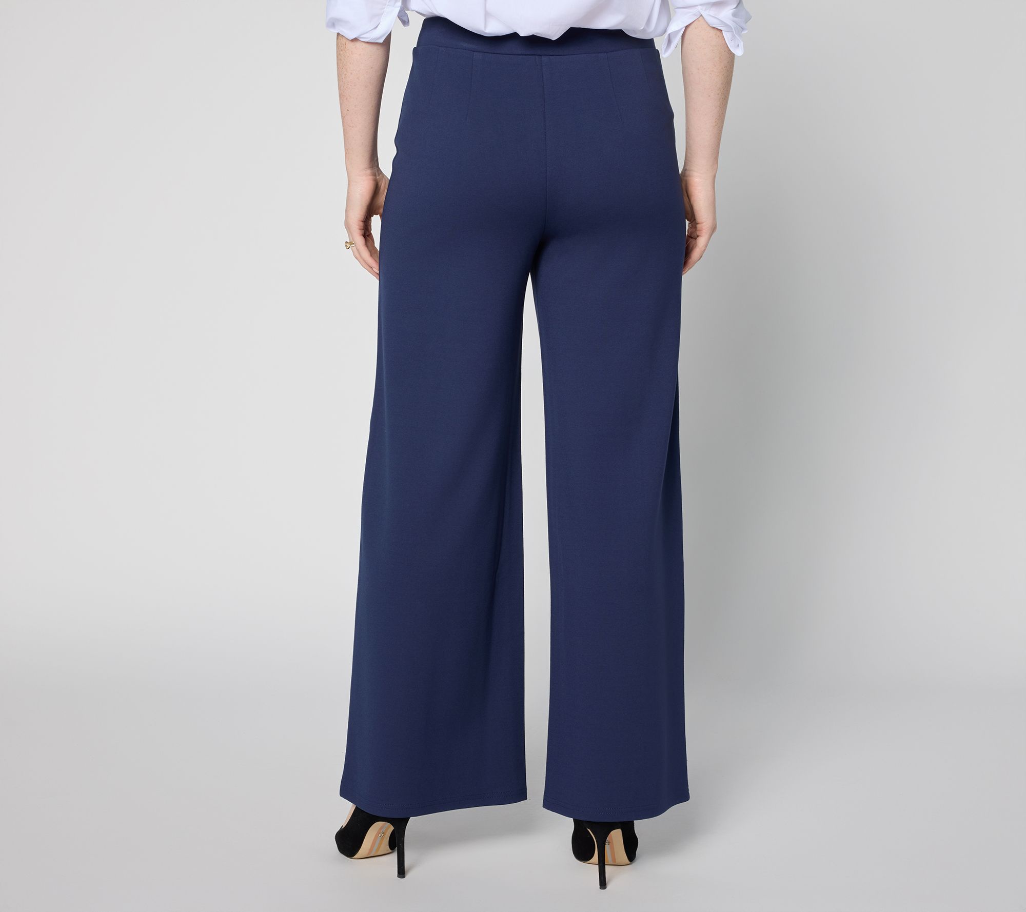 Joan Rivers Petite Bitsy Wide Leg Pull-On Ponte Pants