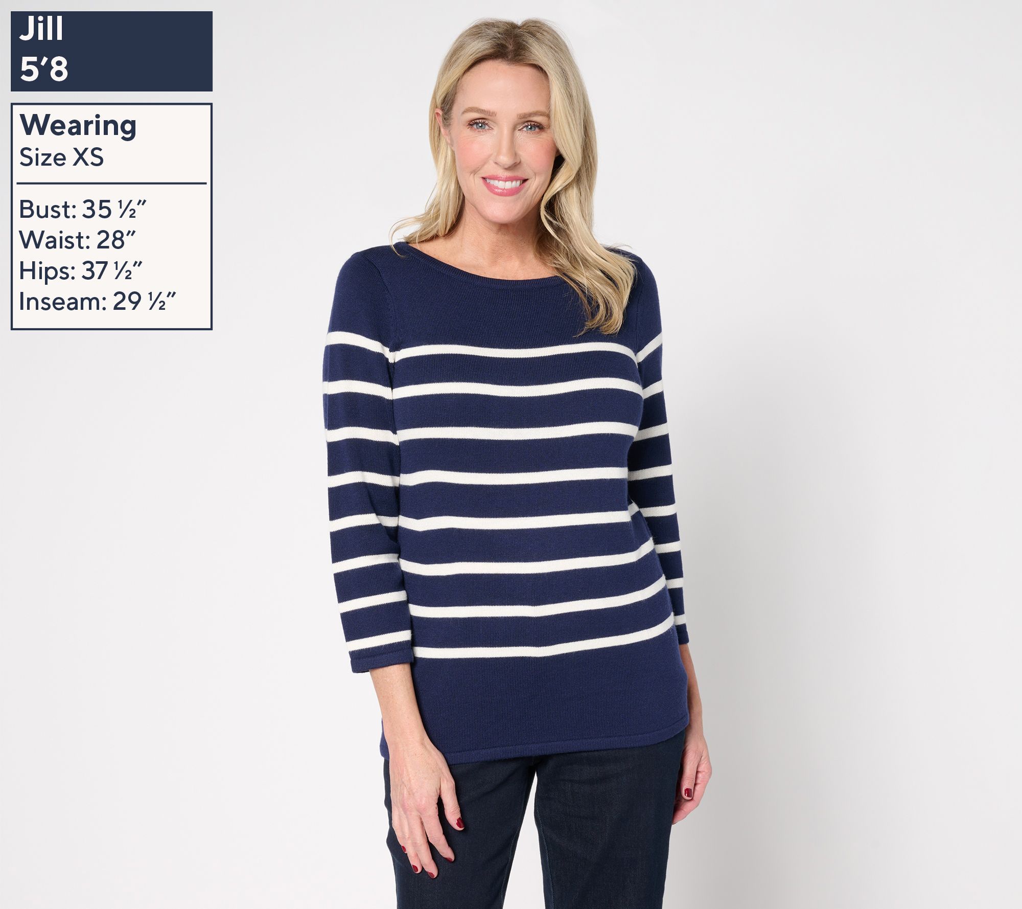 Martha Stewart Signature Striped 3/4-Sleeve Sweater