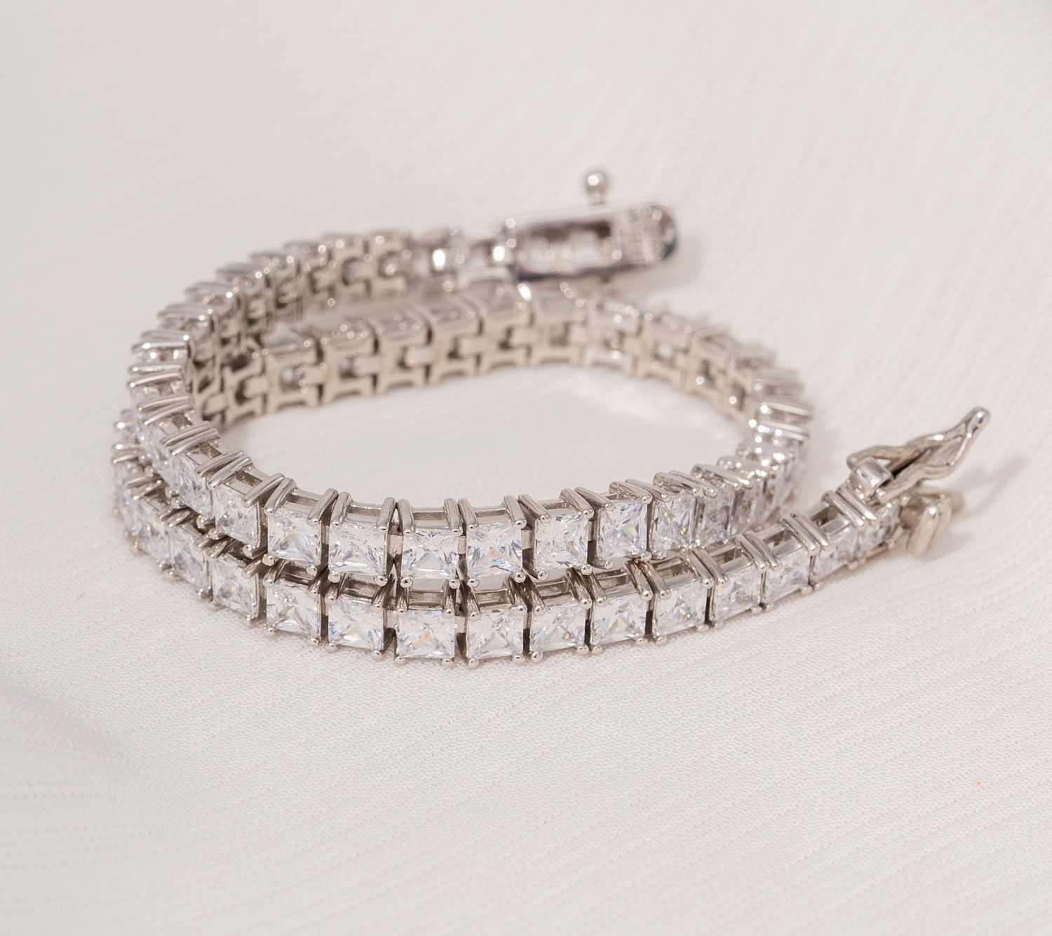 Diamonique Sterling 8.50 cttw Princess-Cut Tennis Bracelet